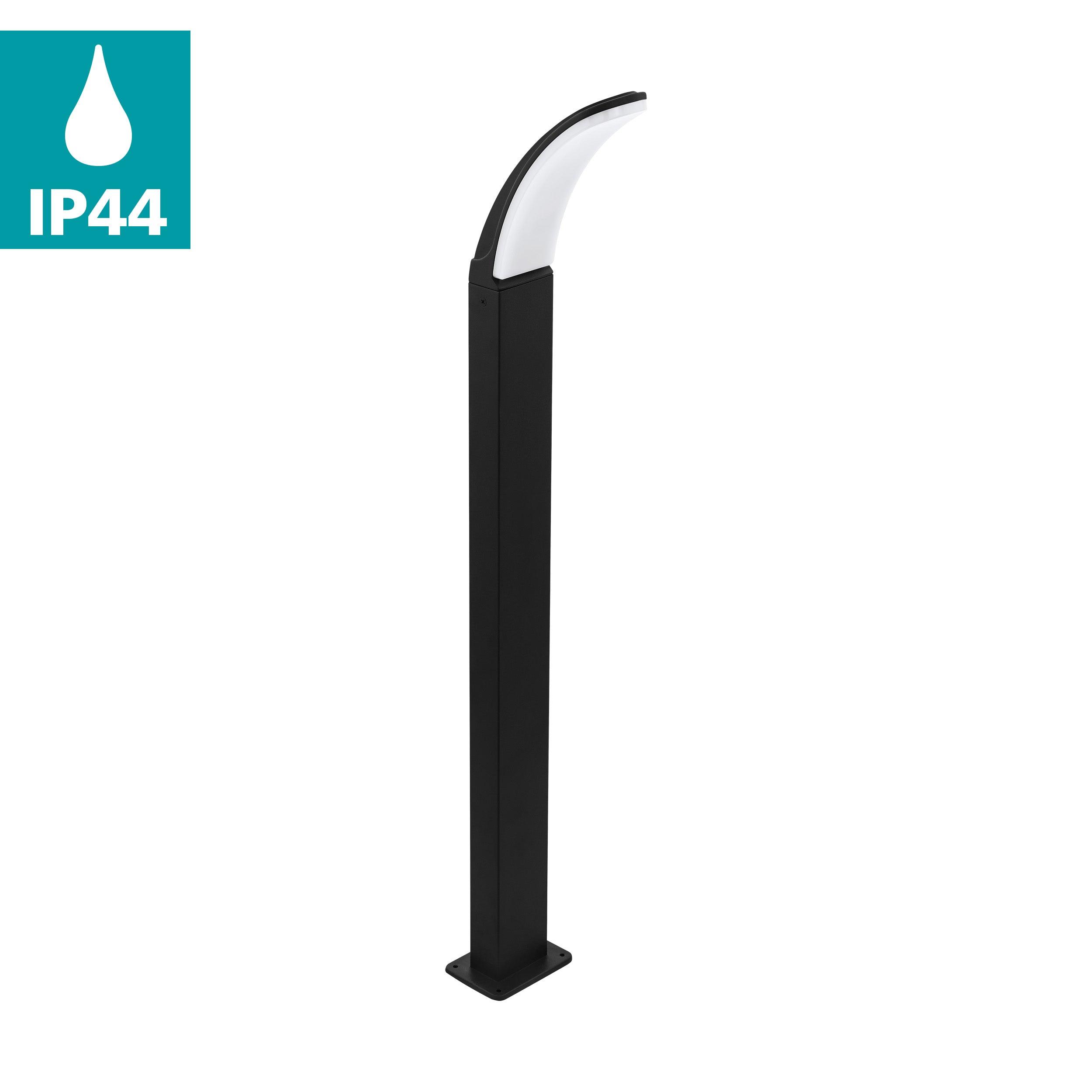 Eglo Fiumicino IP44 Black Bollard Pathway LED Outdoor Light - Waterproof Garden Lighting for Walkways, Driveways, and Landscaping