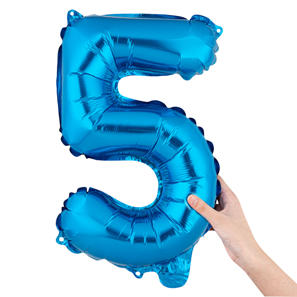 Balloonify Blue Mylar Number 5 Balloon - 16 Inch Party Decoration for Birthdays, Anniversaries & Celebrations - 1 Count Box