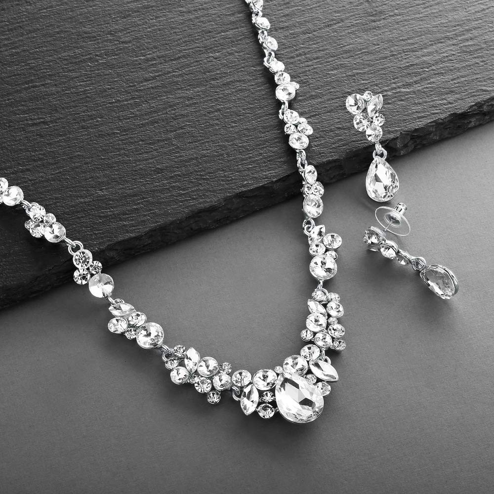 Mariell Crystal Bridal Wedding Necklace & Earrings Set - Elegant Jewelry for Bride, Bridesmaid, Prom, Pageant - Perfect for Weddings, Formal Events & Special Occasions
