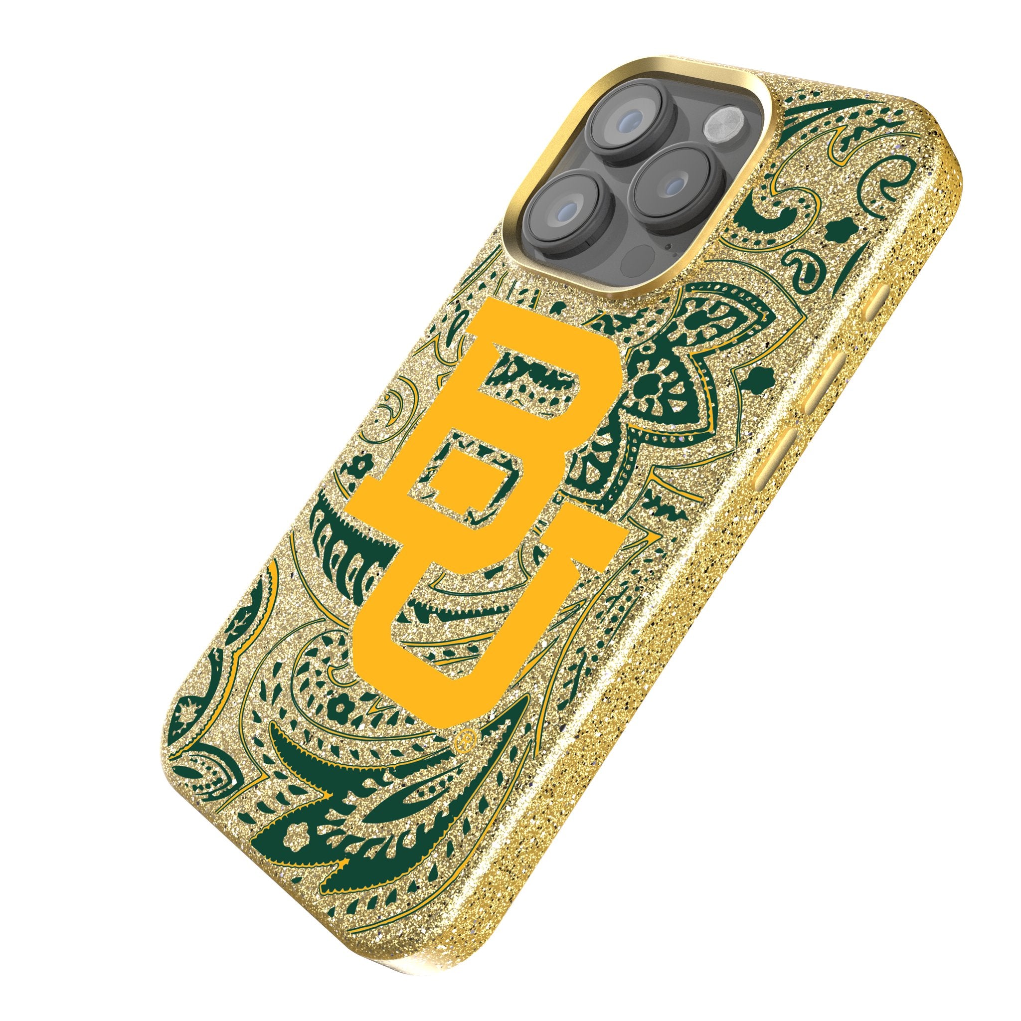 Baylor University Bears Paisley Bling Phone Case for iPhone & Samsung - Stylish Rhinestone Design, Perfect for Game Day & School Spirit