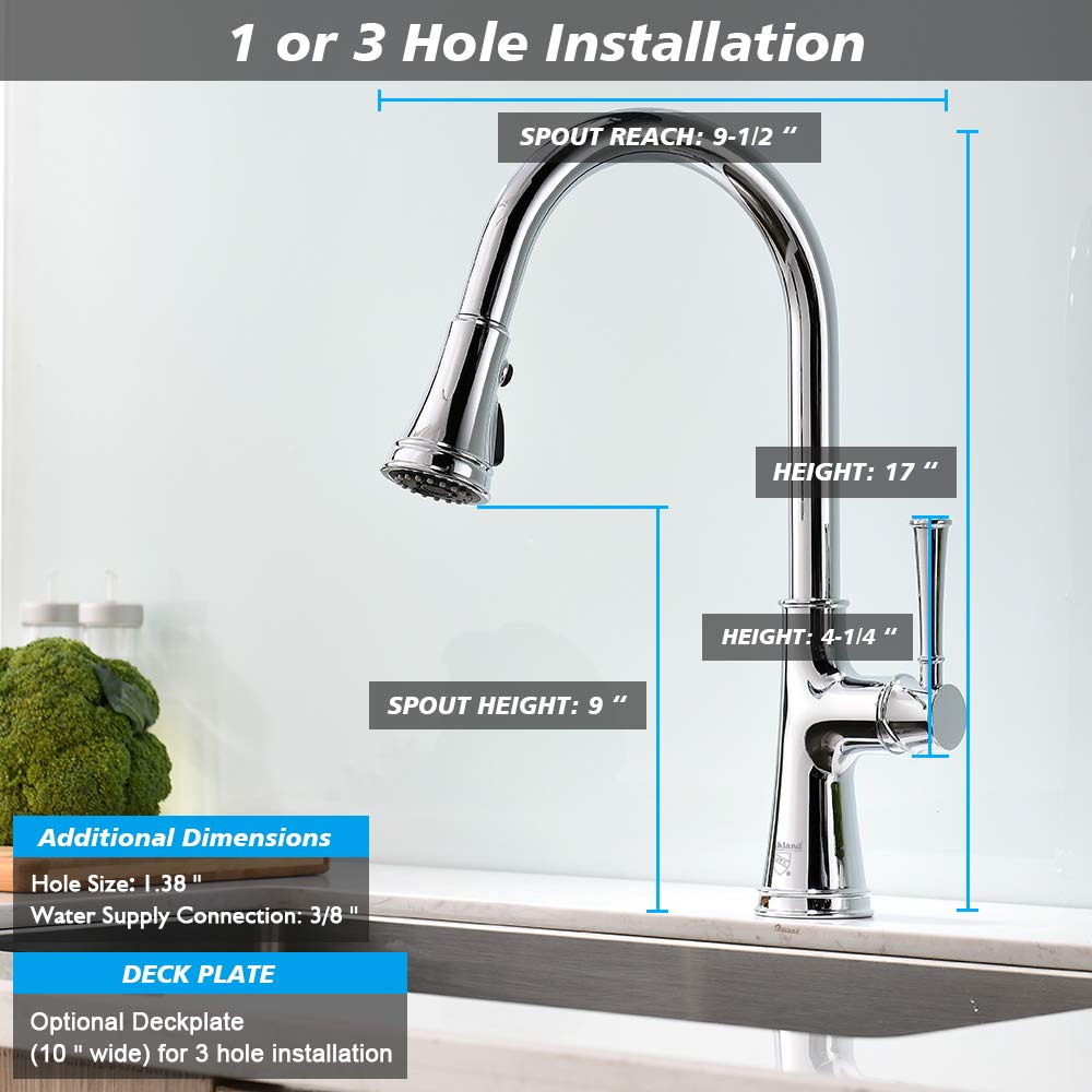 Polished Chrome Kitchen Faucet with Pull Down Sprayer - Single Hole Farmhouse Sink Faucet for RV & Laundry Use