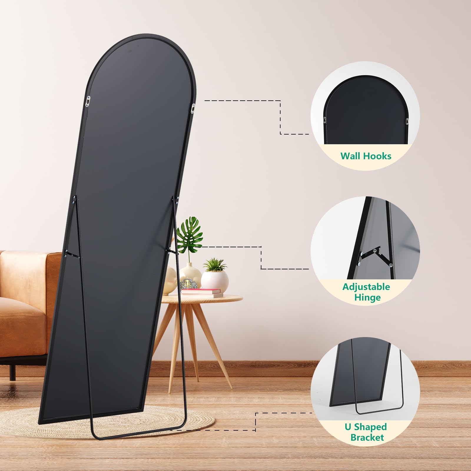 NEWBULIG Arched Full Body Mirror - 59