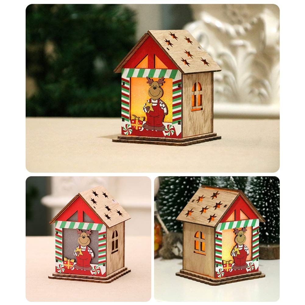 Mini Wooden Christmas Cabin Decoration - Lovely Holiday House for Home Tabletop Display, Perfect for Elderly Deer Theme Holiday Decor (Ideal for Christmas Village Displays, Mantel Decorations & Winter Wonderland Scenes)