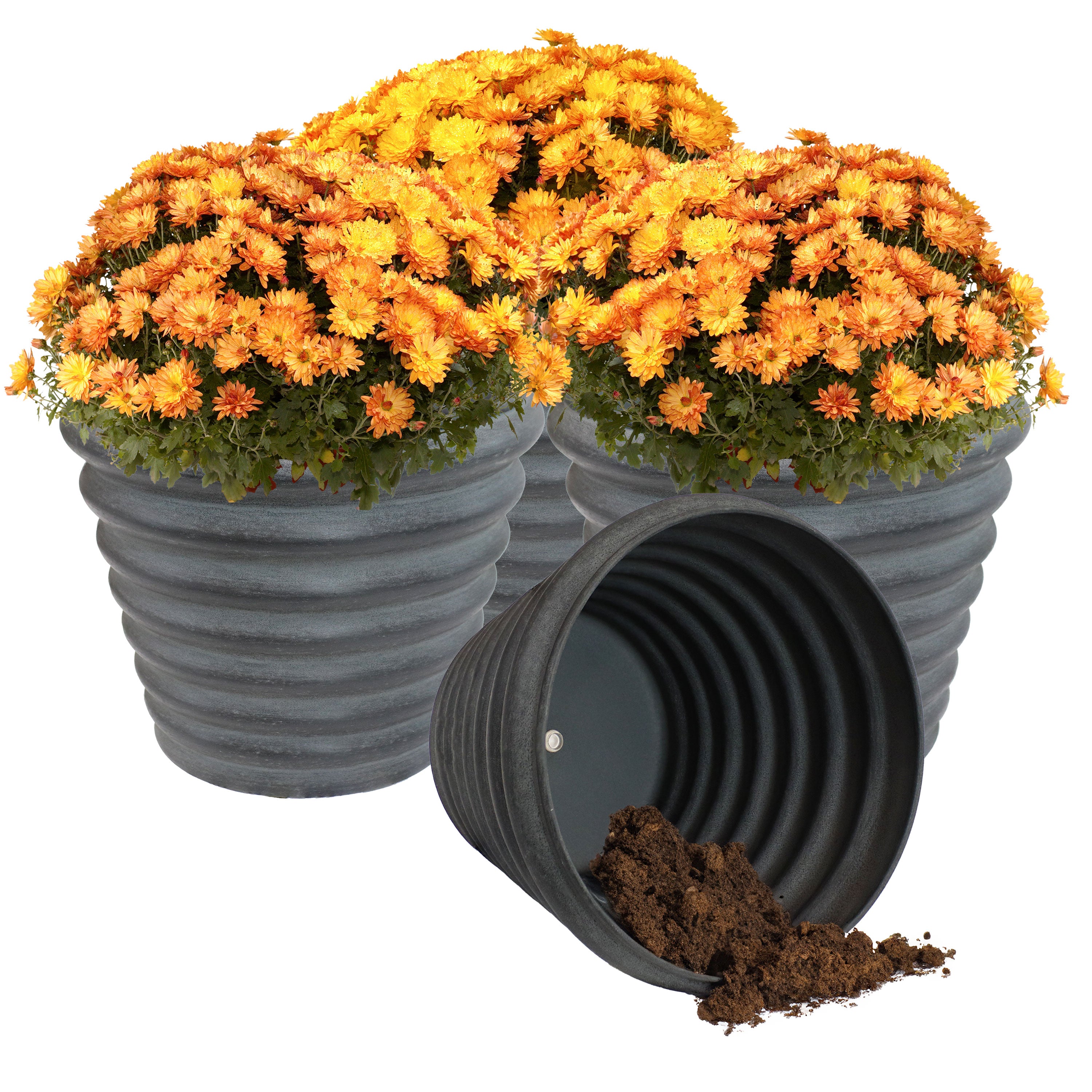 Sunnydaze Molly 12.5 Inch Metal Outdoor Planters - Rust-Resistant Garden Pots for Patio, Deck & Balcony Decor - Perfect for Flowers, Succulents & Herbs