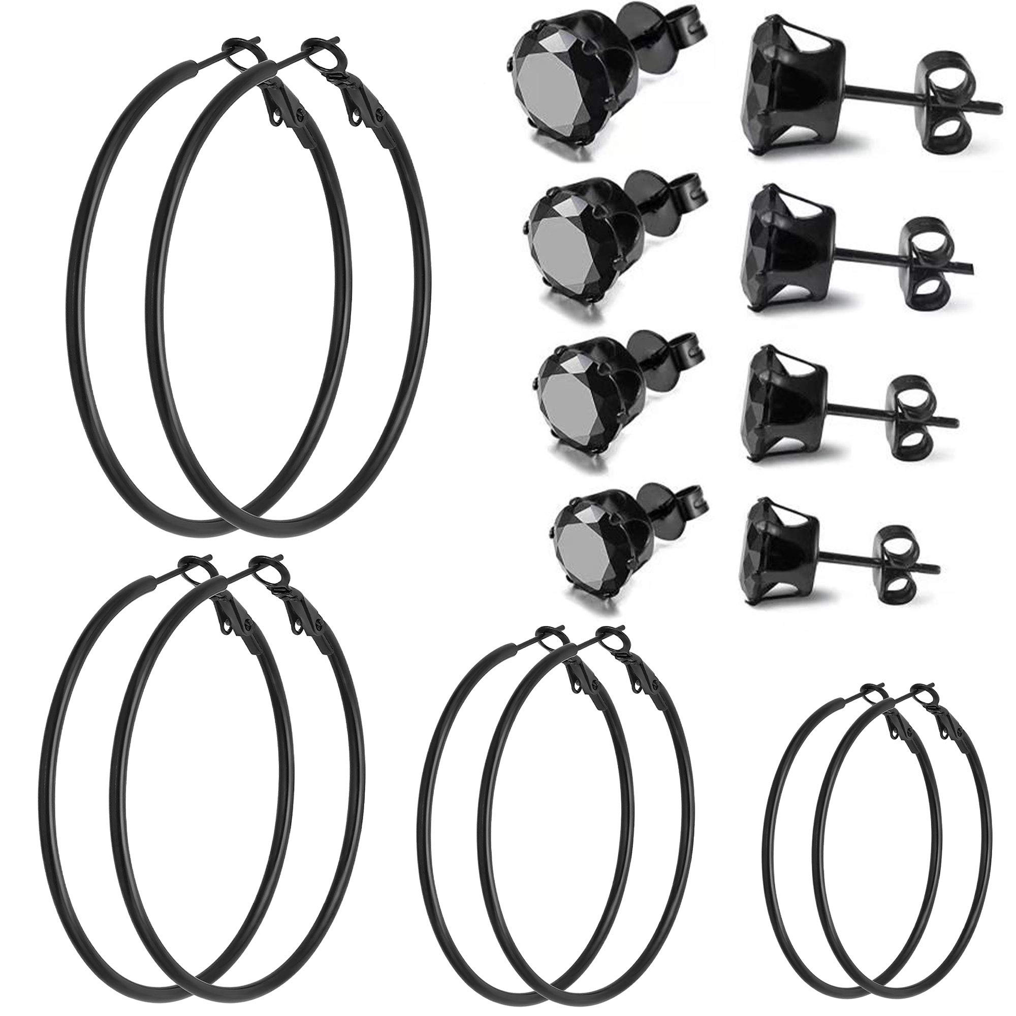 8 Pairs Gold & Silver Hoop Earrings Set for Women - Lightweight Hypoallergenic Stainless Steel Loop Earrings with Cubic Zirconia CZ - Perfect for Everyday Wear, Parties & Gifts