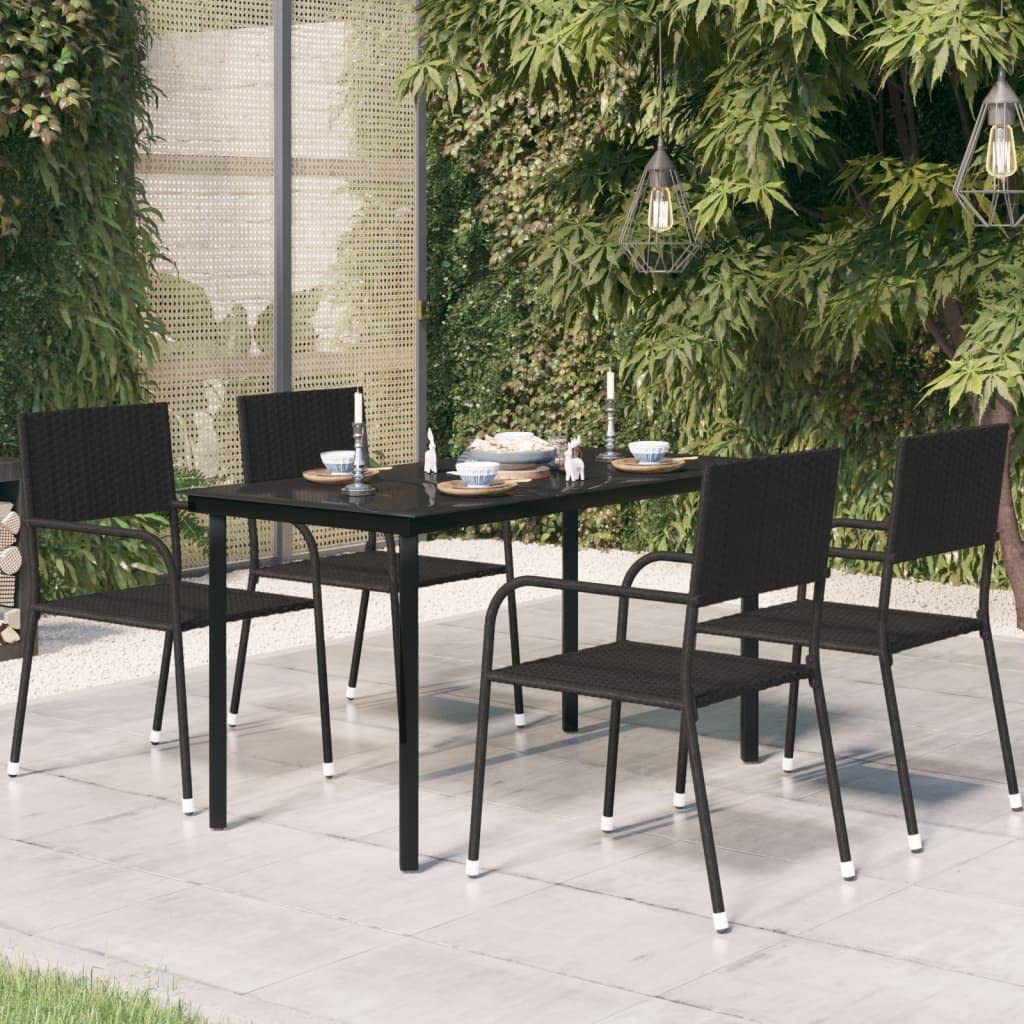 **Outdoor Patio Dining Table with Glass Top & Powder-Coated Steel Frame - 55.1