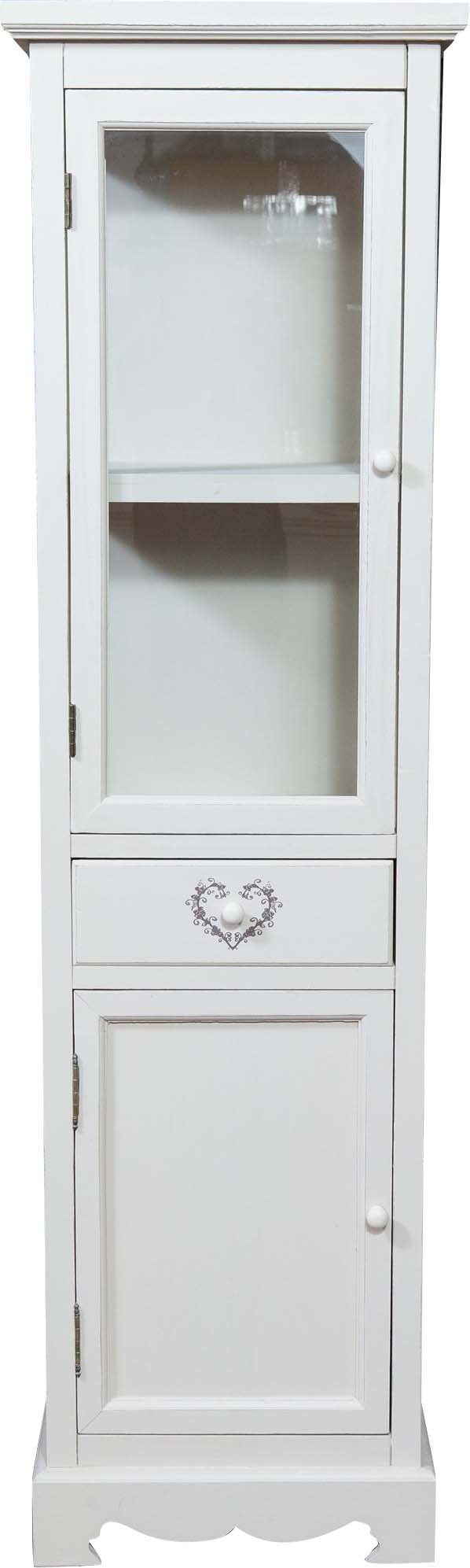 Antique White Finish Shabby Paulownia Wood Display Case - 48