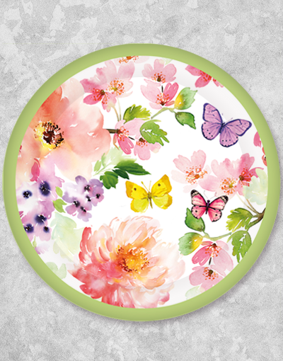 Butterflies & Blossoms Dessert Plates - Set of 18 Floral Butterfly Design Ceramic Plates for Parties, Tea Time, and Special Occasions
