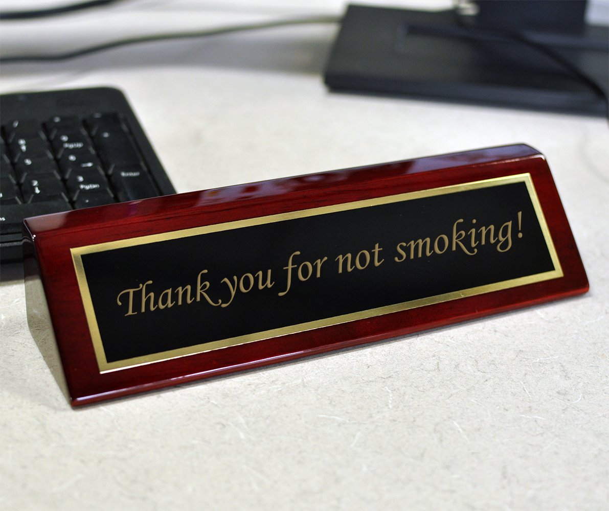 No Smoking Sign Desk Plate - 2 x 8 Inches Office Decor for Smoke-Free Workplace | Perfect for Office Desk, Reception Counter, and Public Spaces