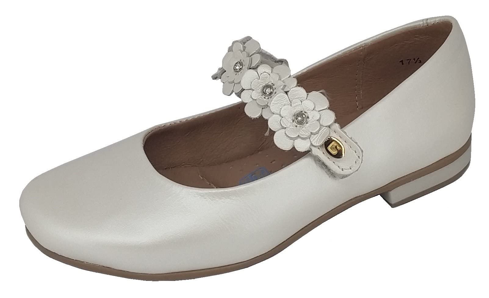 COQUETA Girls Elegant Mary Jane Shoes with Flower & Pearl Accents - Toddler to Big Kid Sizes (2-12 Years) | Perfect for Weddings, Parties & Special Occasions