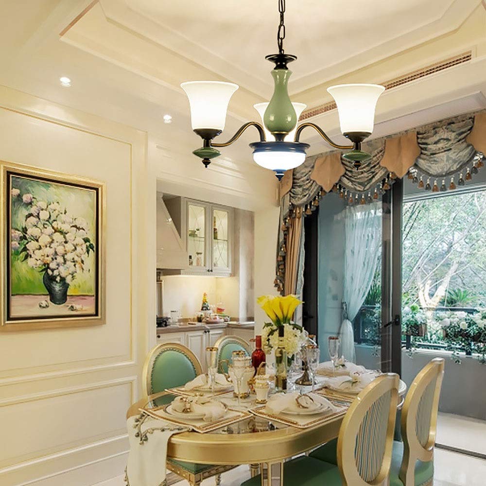 Modern LED Chandelier - 3/6/8/10 Head European Iron Art Ceiling Light with White Glass Shade | Retro Simple Living Room & Restaurant Decoration Lighting | Perfect for Dining Rooms, Bedrooms, and Luxury Interior Design
