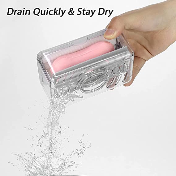 LEMBOSE 2 in 1 Soap Dispenser with Sawtooth Roller - Foaming Soap Box & Dishwashing Soap Holder with Drain Holes & Spring - Multifunctional Soap Dish for Bathroom, Kitchen Countertop (Multi Color) | Perfect for Liquid & Bar Soap Storage in Home, Office & RV