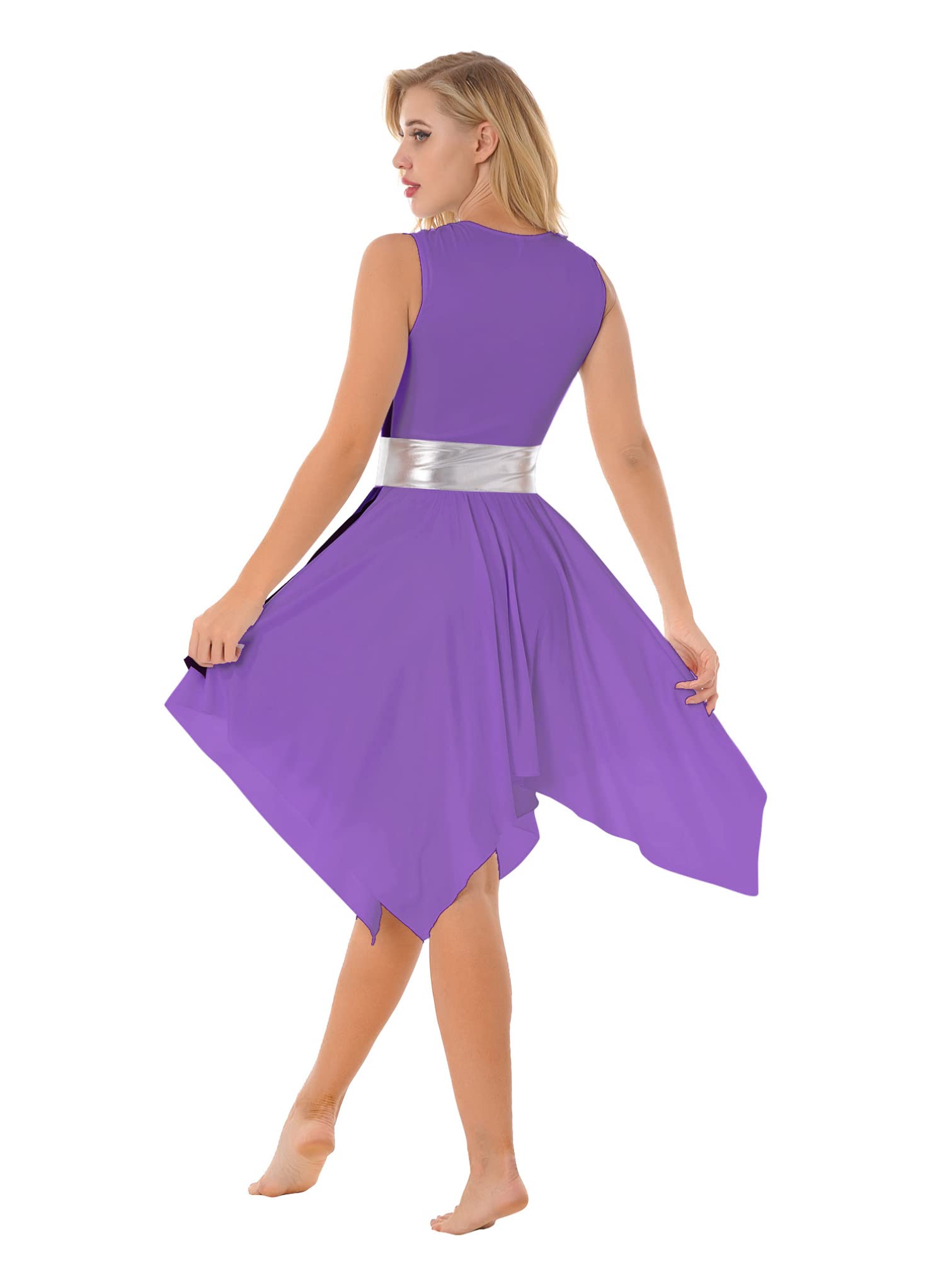 iiniim Women's Sleeveless Color Block Worship Dance Dress - Lyrical Praise Dance Costume with Irregular Hem for Church Performances & Spiritual Events