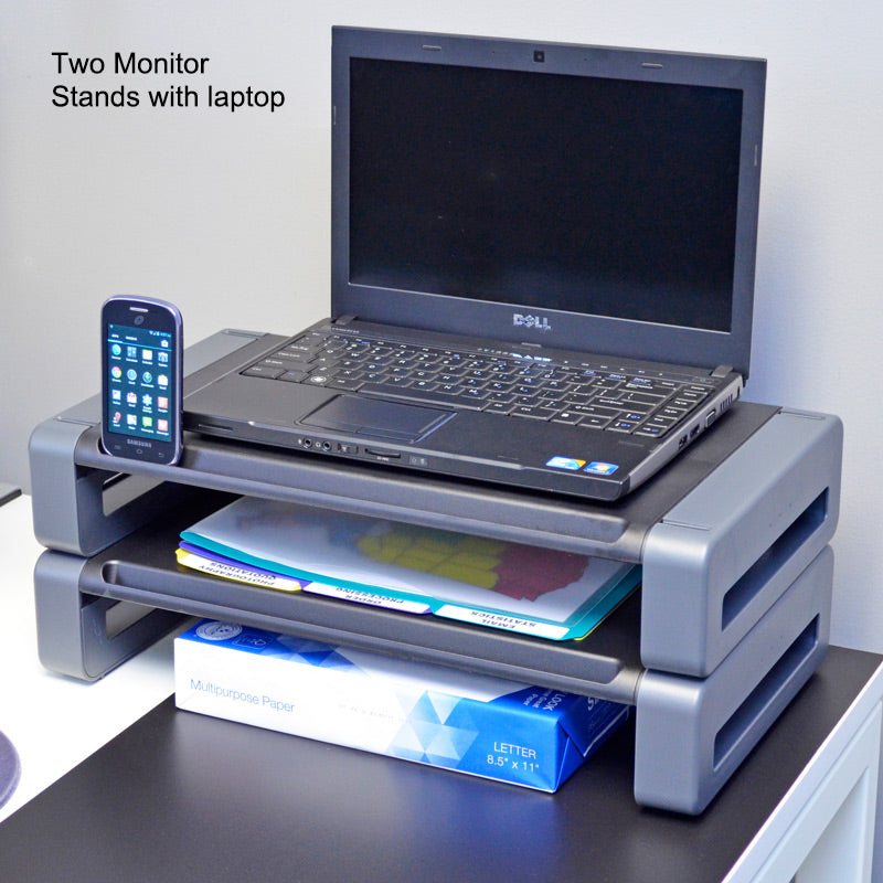 Premium Adjustable Monitor Stand Riser with Storage Shelf - Ergonomic Desktop Organizer for Home & Office Workspace