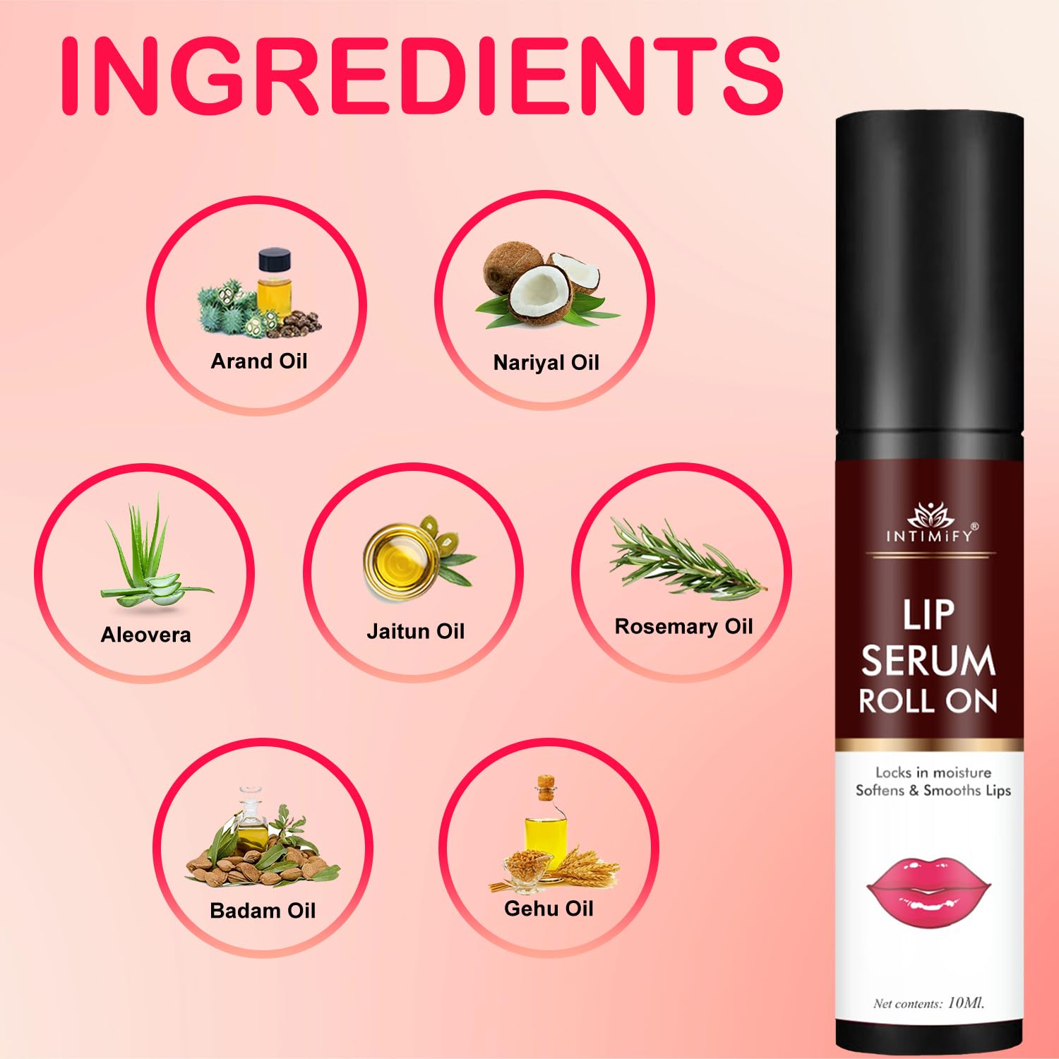 INTIMIFY Lip Brightening Serum for Dark Lips - Whitening & Moisturizing Treatment with Nourishing Formula to Soften Lips for Men & Women - 10ml (Pack of 1) - Perfect for Daily Lip Care & Nighttime Hydration