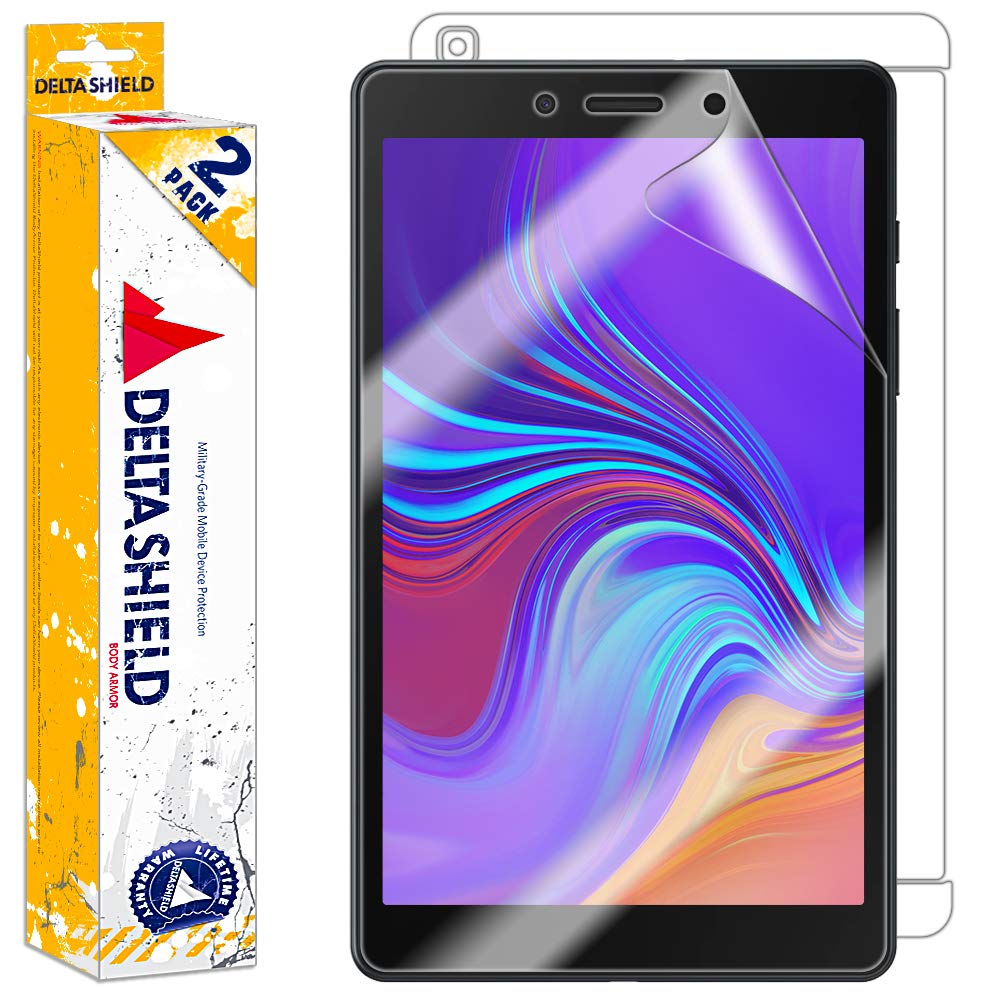 DeltaShield Full Body Skin for Samsung Galaxy Tab A 8 inch (2019 SM-T290, SM-T295) - 2 Pack with Screen Protector - Military Grade Clear HD Film - Front & Back Protection - Perfect for Work, Travel & Everyday Use