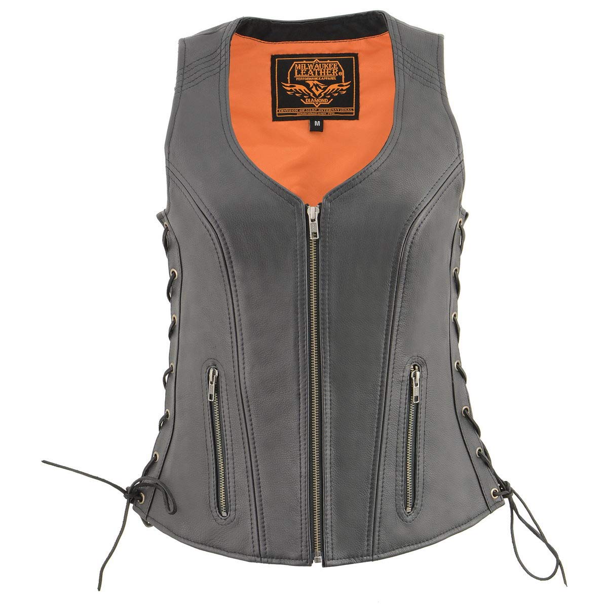 Milwaukee Leather MLL4532 Women's Premium Black Motorcycle Vest - Side Lace Design with Cool-Tec Leather Treatment for Comfort & Style | Perfect for Riding, Biker Events & Casual Outfits