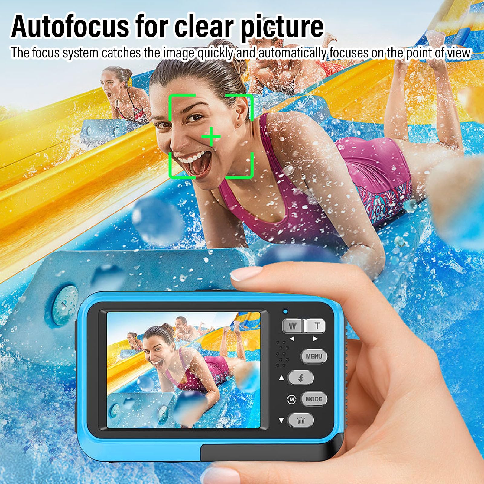 4K Underwater Camera with Autofocus - 48MP HD Dual Screen, 11FT Depth for Snorkeling & Diving | Compact Floatable Digital Camera for Selfies & Adventure (Blue) - Perfect for Beach Vacations, Pool Parties & Marine Exploration