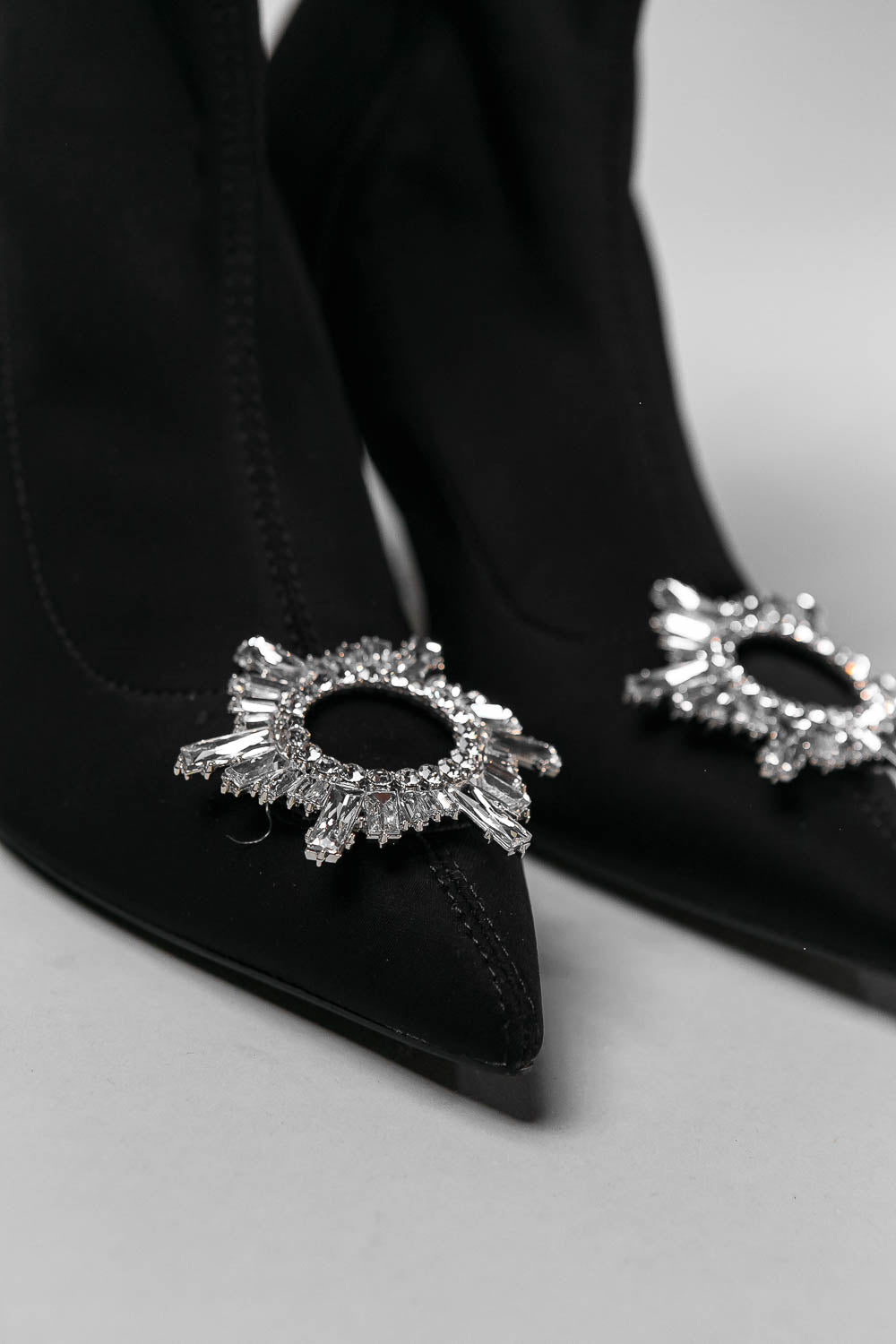 Black Diamond Stiletto Boots for Women - Elegant High Heel Ankle Boots for Party, Night Out & Special Occasions