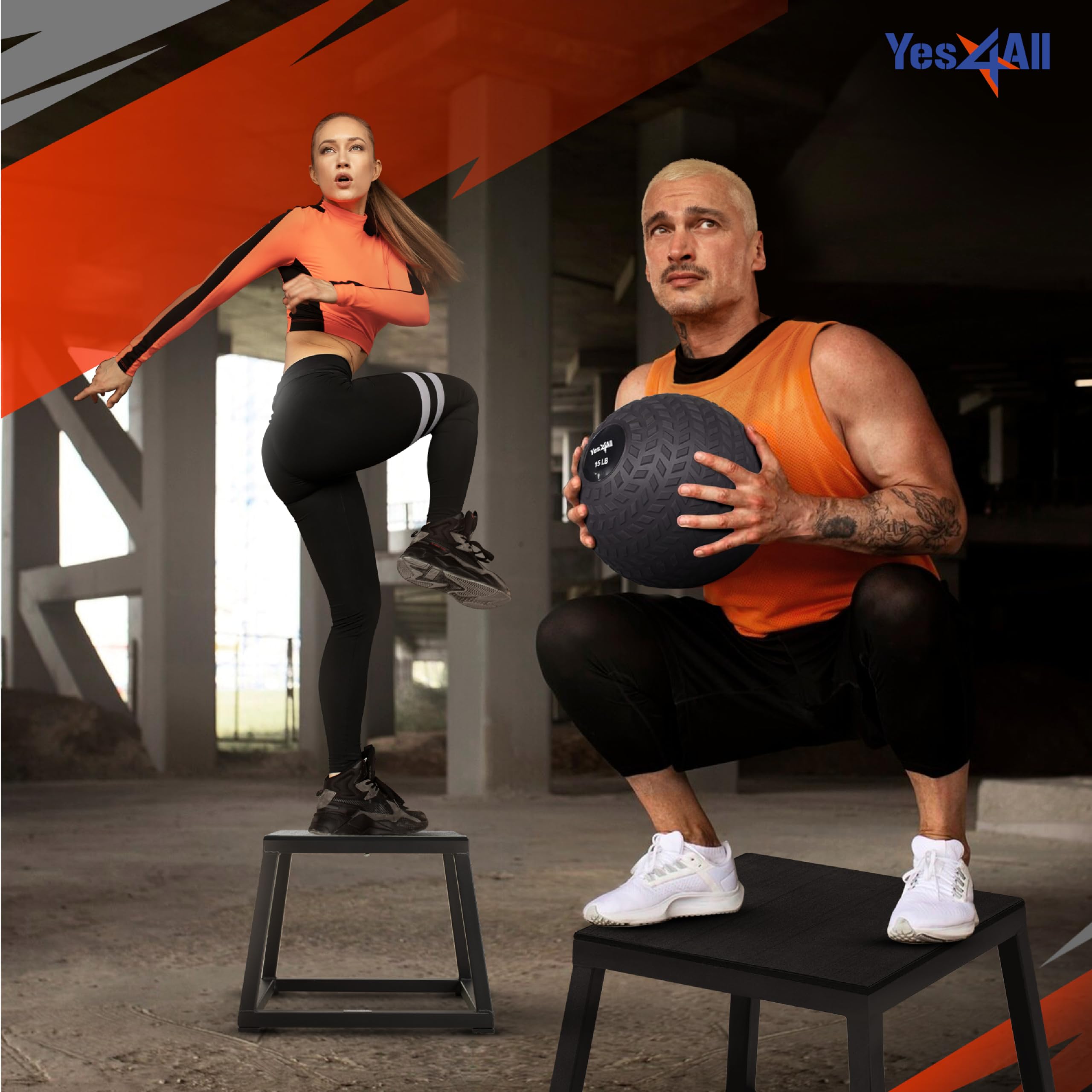 Yes4All Heavy Duty Metal Plyometric Box - 550lbs Weight Capacity, Pre-Assembled Jump Platform for CrossFit, Home Gym & Outdoor Training - Perfect for Plyo Jumps, Step Ups & Strength Workouts