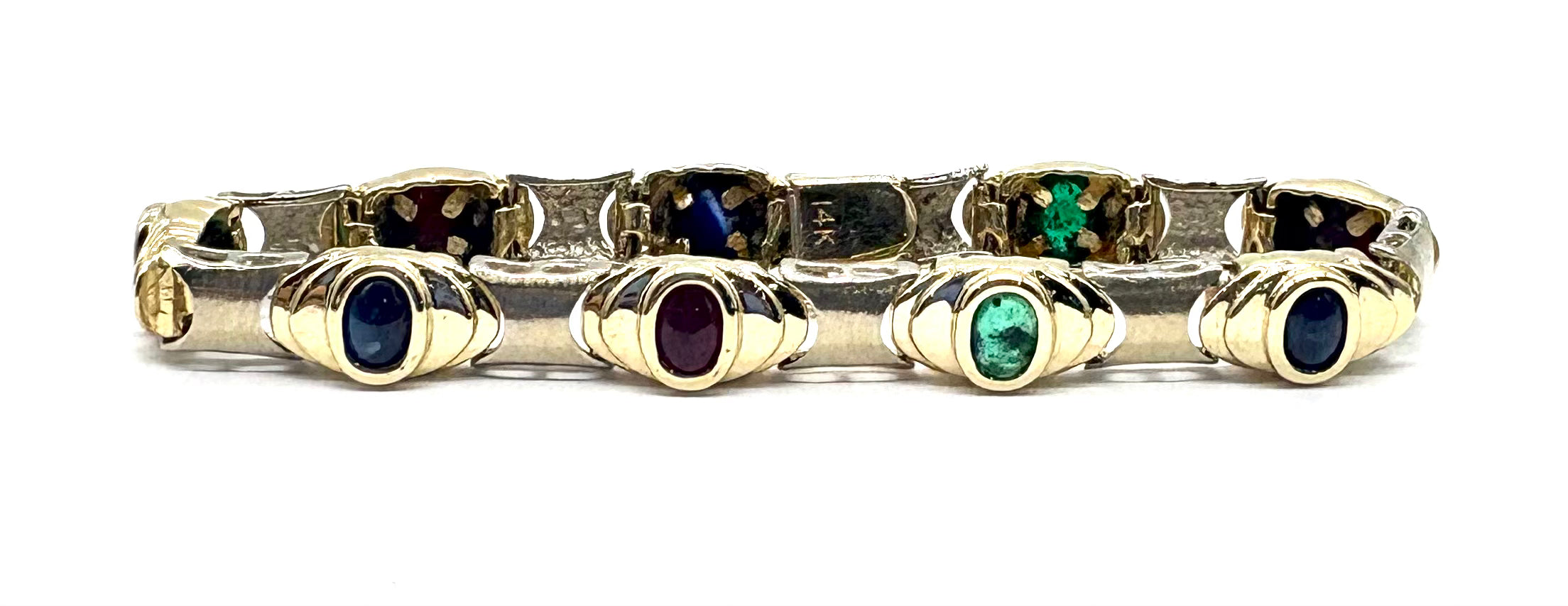 14K Gold Emerald, Ruby & Sapphire Tennis Bracelet - Elegant Jewelry for Women, Perfect for Weddings, Parties & Special Occasions