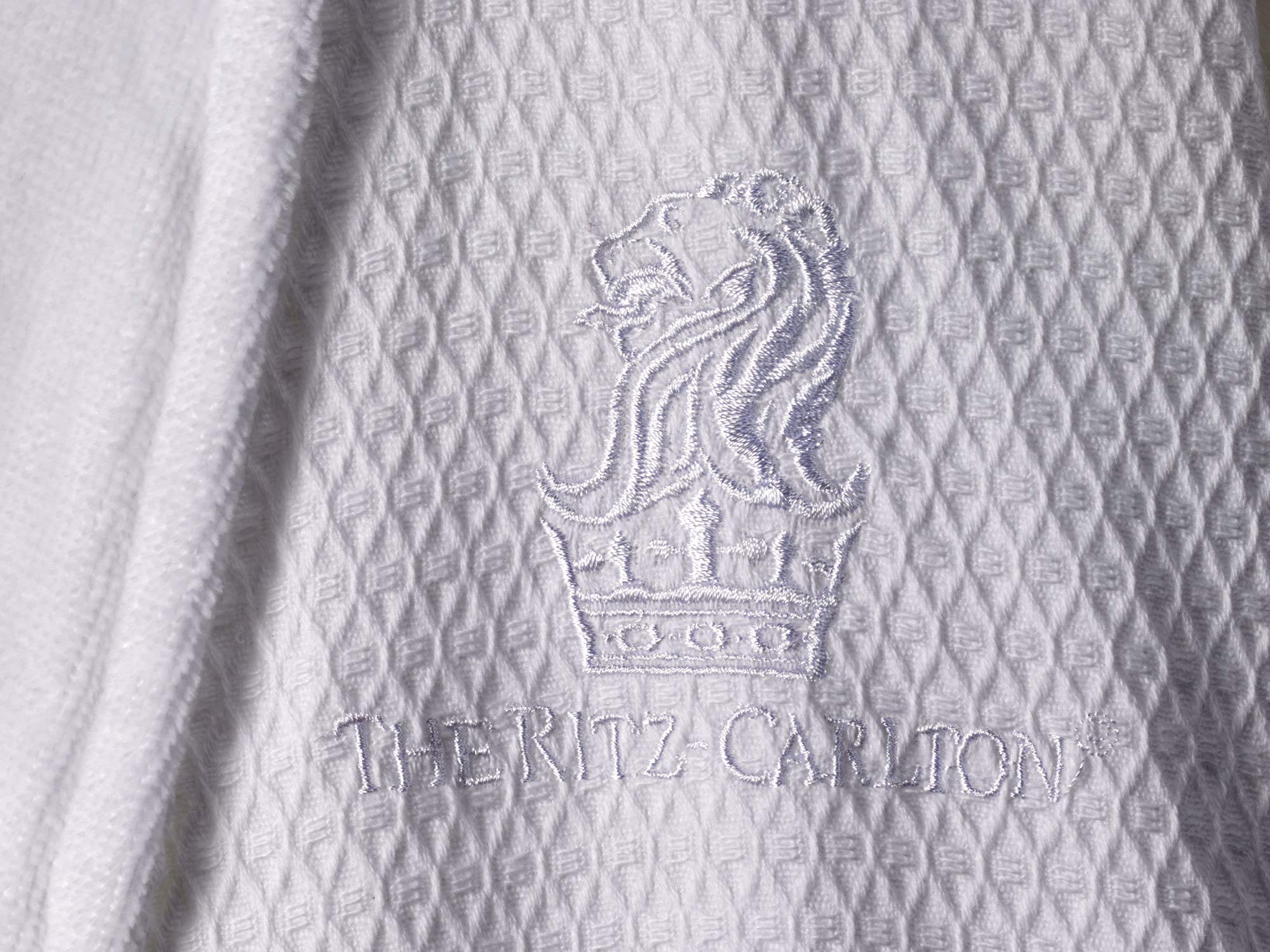 Luxury The Ritz-Carlton Diamond Waffle Robe for Men & Women - Soft White Bathrobe with Waffle Weave - One Size Fits Most - Perfect for Spa, Hotel, and Home Relaxation