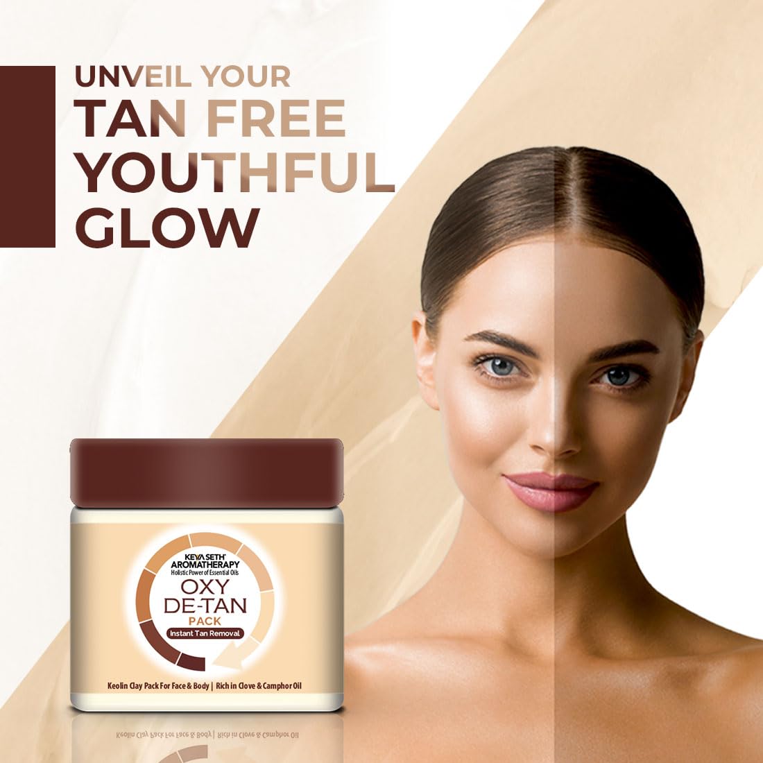 Keya Seth Aromatherapy Oxy De Tan Removal Face & Body Pack - Glowing Skin, Oil Control, Anti Acne Treatment for Pimples & Blemishes, Reduces Pigmentation (50g) | No Ammonia & Bleach | Perfect for Daily Skincare & Post-Sun Care