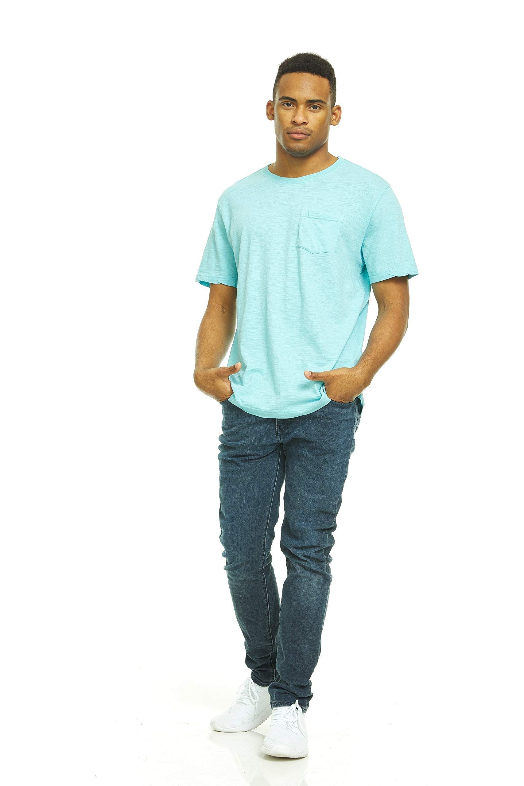 SOCKS'NBULK Men's Cotton Crew Neck Short Sleeve T-Shirts - 9 Pack Mix Colors Bulk (Pocket Tee Slub) for Casual Wear, Gym & Everyday Outfits