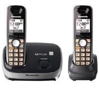 PANASONIC KX-TG6512B DECT 6.0 Expandable Cordless Phone System with Answering Machine - 3 Handset Bundle for Home & Office Use