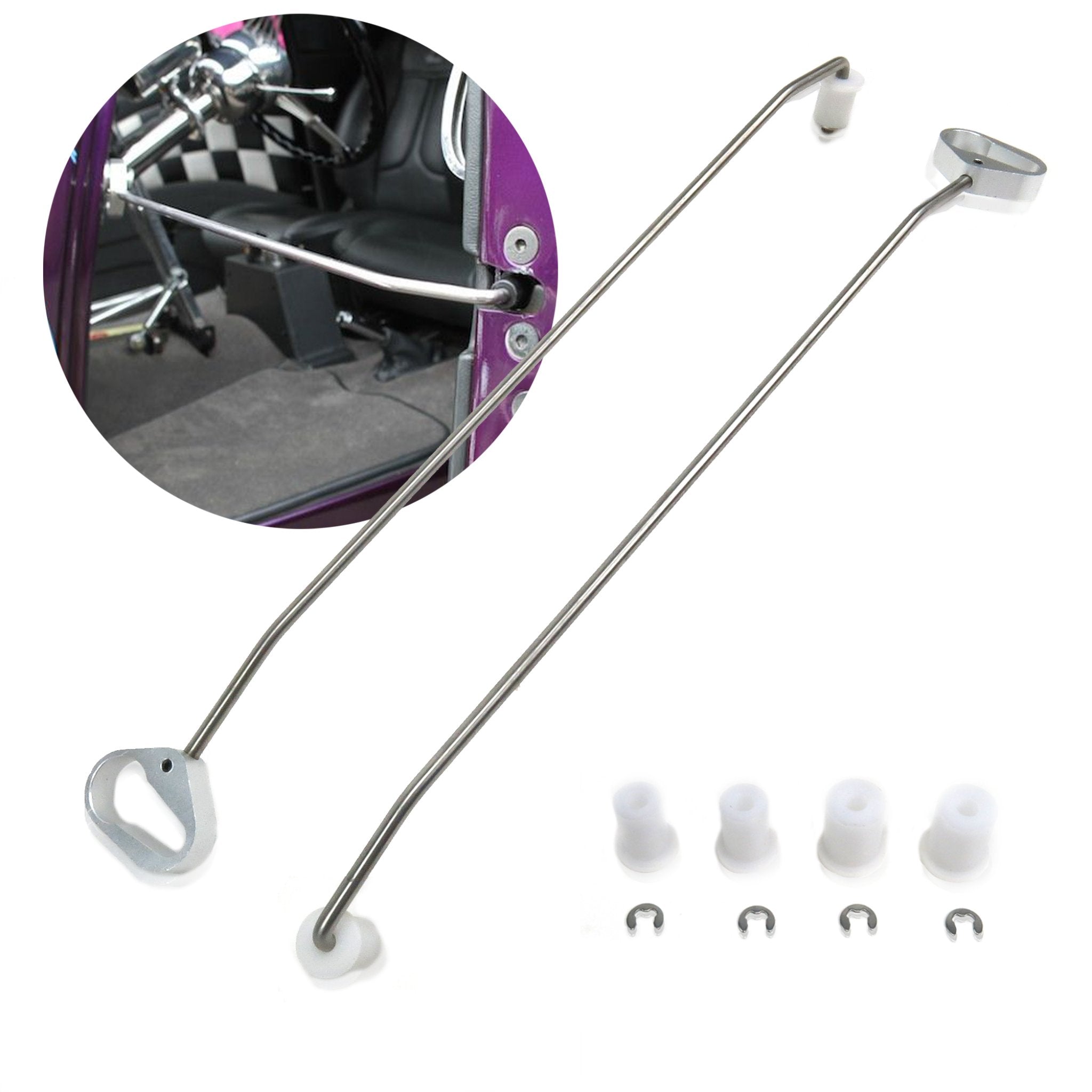1901-1907 Oldsmobile Curved Dash Stainless Steel Door Prop Rods Set - Authentic Interior Display Accessory for Classic Car Shows & Restoration Projects - Perfect for Vintage Auto Enthusiasts and Museum Displays