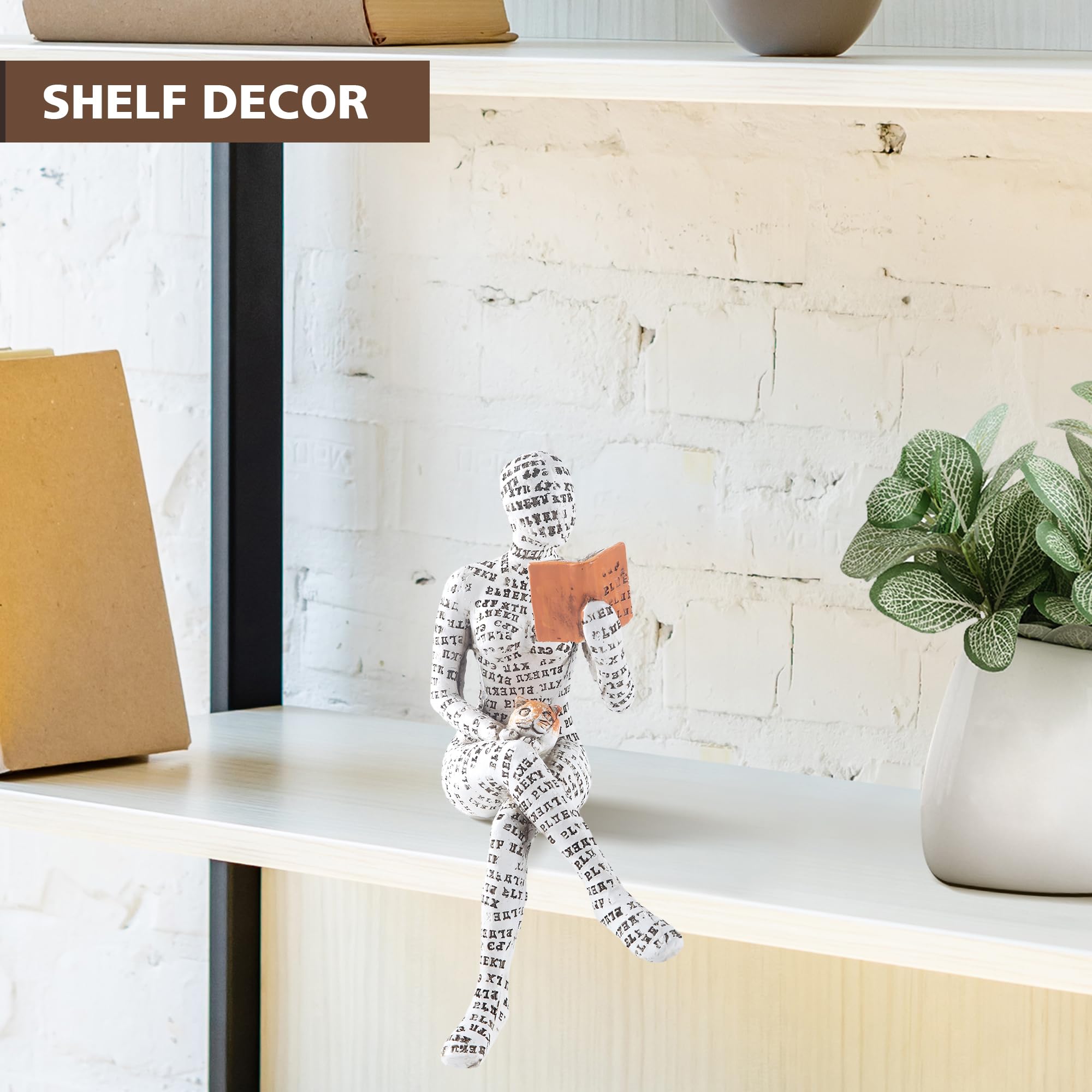 Modern Abstract Thinker Statue - Aesthetic Pulp Reading Women Sculpture for Home & Office Decor | Shelf, Table, Desk Decoration | Perfect for Living Room, Bedroom, Study & Workspace