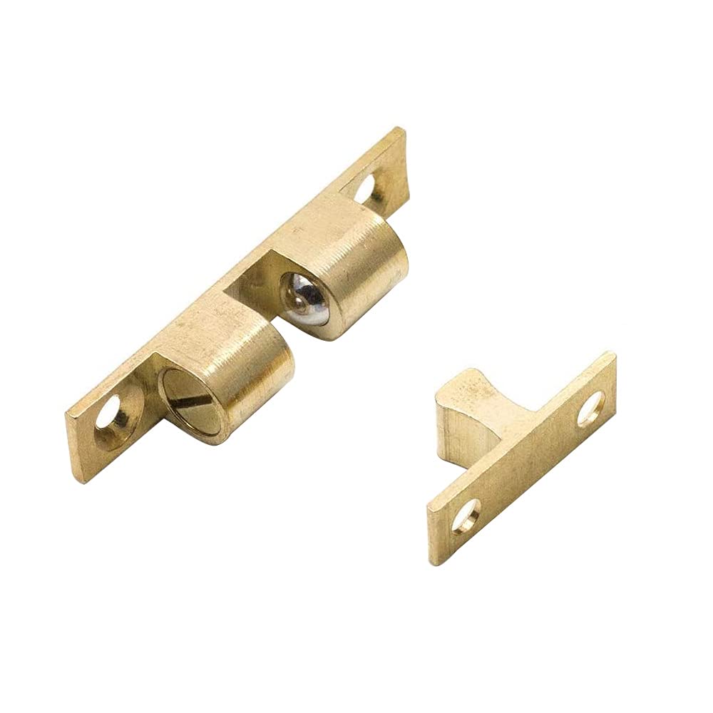 Solid Brass Adjustable 5-Piece Ball Catch Latch Set - Double Ball Tension Roller for Furniture Door, Cabinet, Wardrobe (40mm) - Perfect for Home, Office & DIY Projects