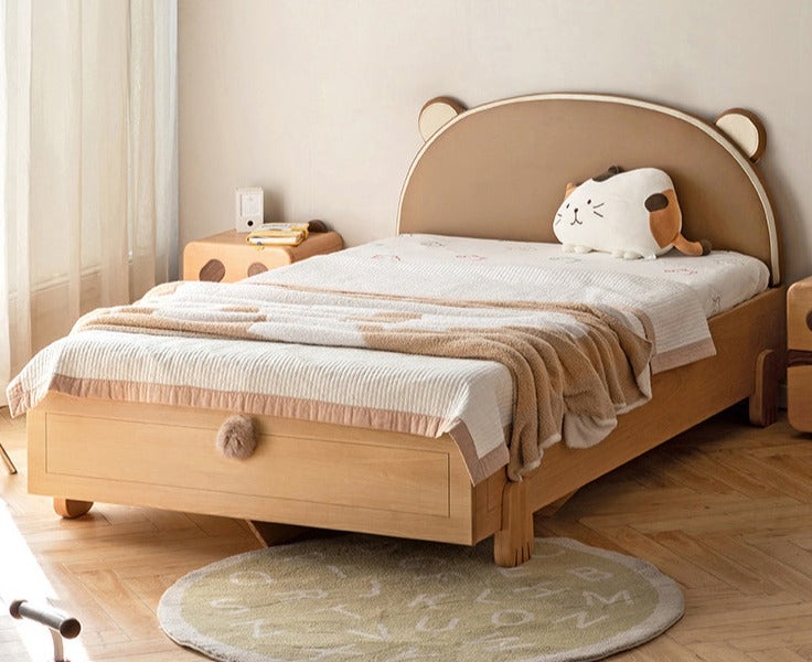 Solid Wood Bear Box Bed - Handcrafted from Premium Beech & Oak - Durable & Stylish Storage Solution for Kids' Rooms, Nurseries, and Cabin Decor