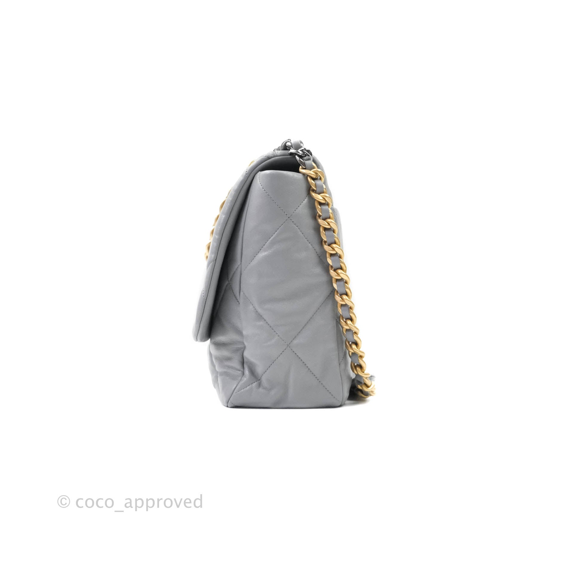Chanel 19 Large Grey Goatskin Mixed Hardware Flap Bag - Luxury Designer Handbag for Women | Perfect for Work, Evening Events & Everyday Use
