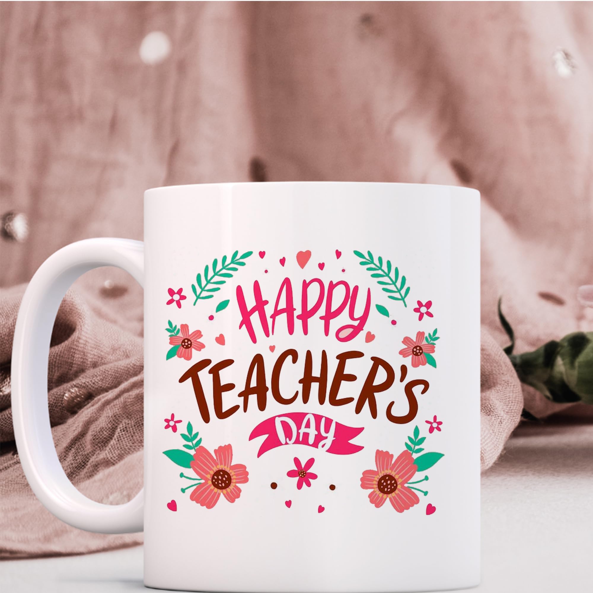 Happy Teacher's Day Printed Ceramic Coffee Mug - Best Thank You Gift for Teachers, Professors, Sir & Madam - Inspirational Classroom Gift for Educators - Perfect for Teacher Appreciation Week & End of Year Gifts