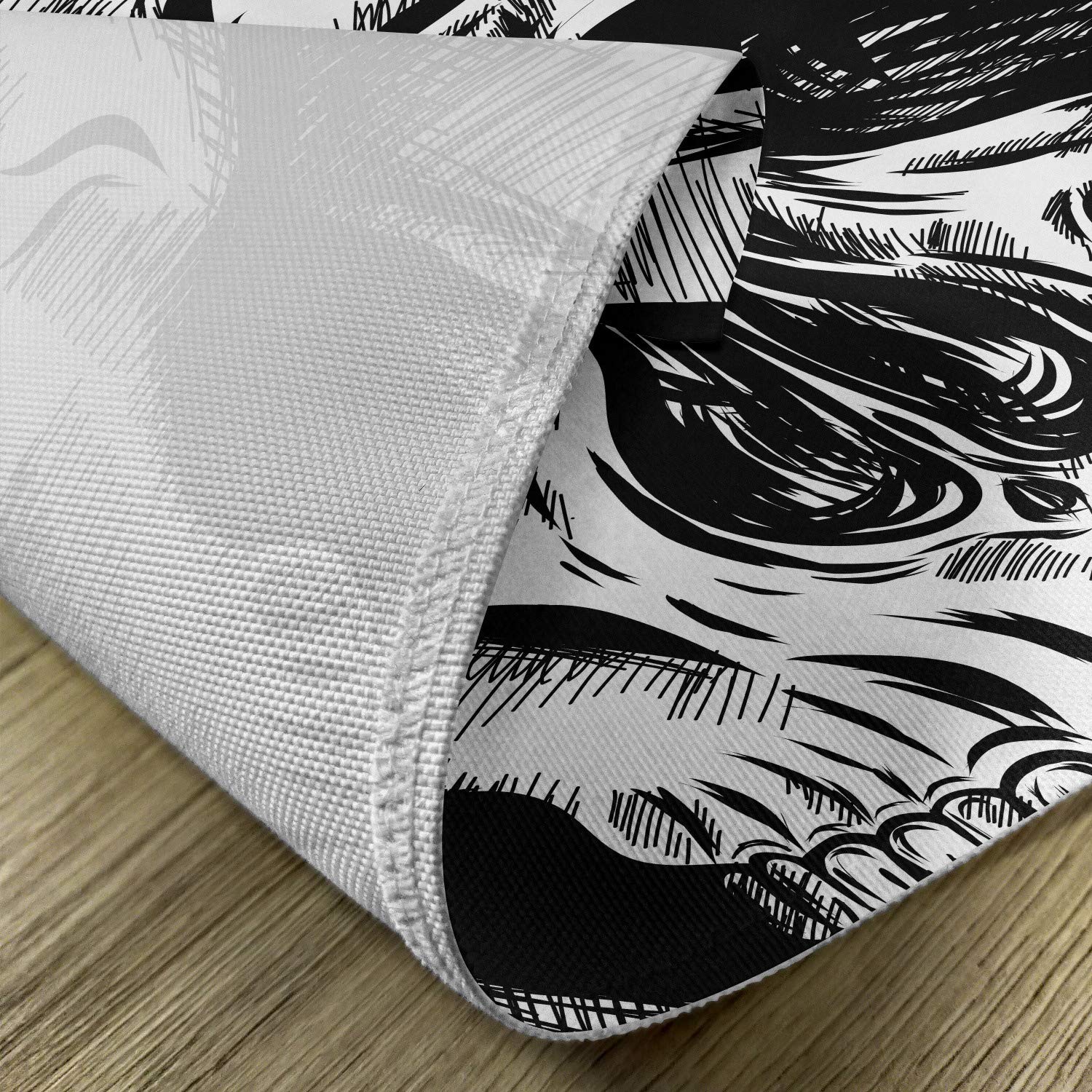 Ambesonne Halloween Place Mats Set of 4 - Gothic Skull Face & Skeleton Illustration Washable Fabric Dining Table Mats - Black & White Standard Size - Perfect for Spooky Dinner Parties & Halloween Decor