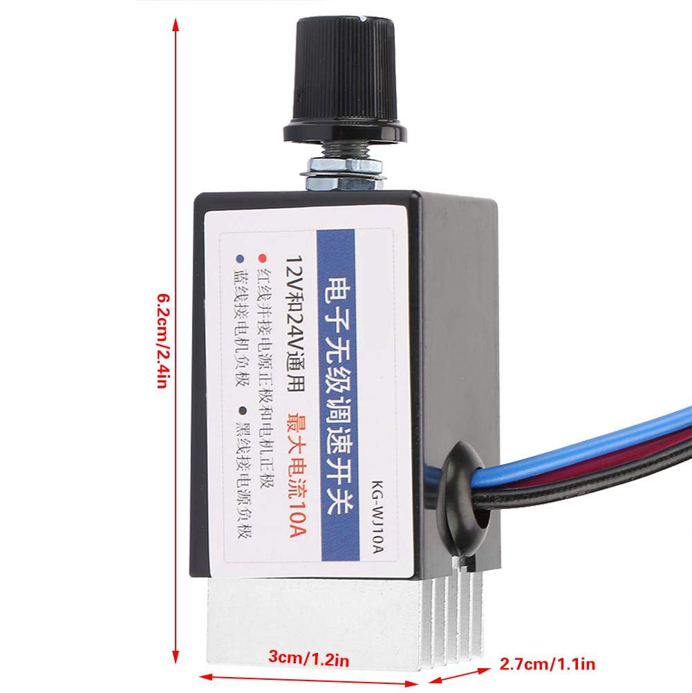 12V/24V DC Motor Speed Controller - Variable Fan Speed Regulator for Car, Truck & RV Cooling Systems - Perfect for Automotive, Marine & DIY Projects