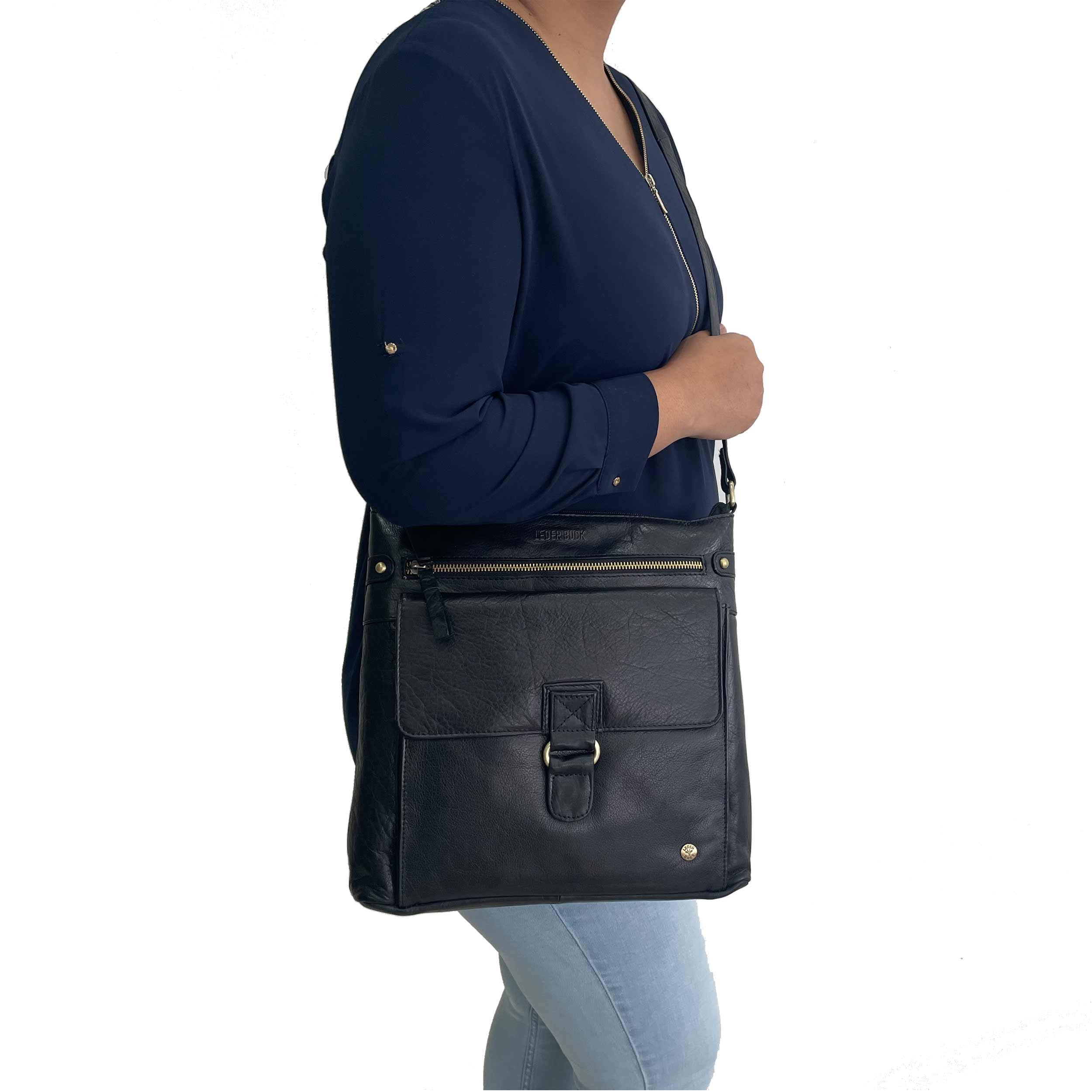 Shirley Large Soft Genuine Leather Women's Crossbody Handbag with Triple Zip - Stylish Sling Shoulder Purse for Work, Travel & Everyday Use