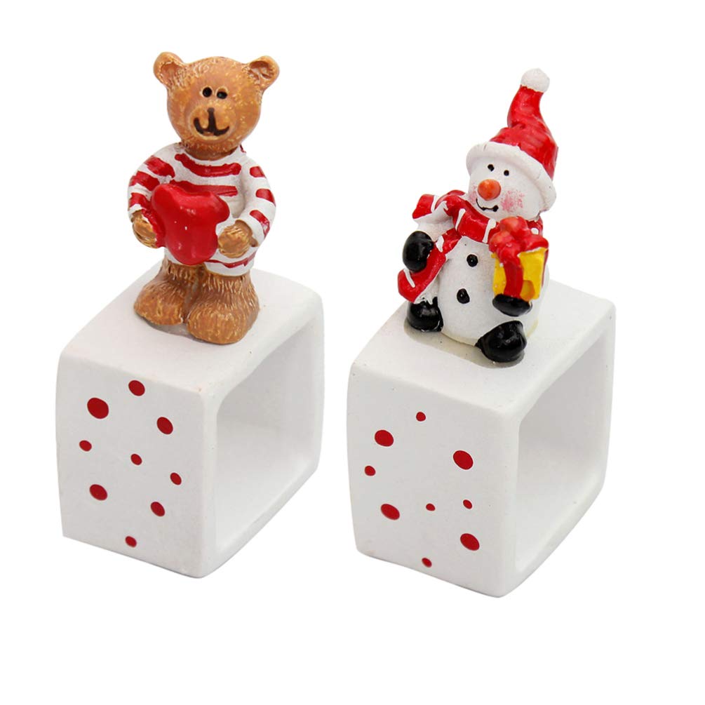 Christmas Snowman Figurines Set of 2 - Mini Resin Holiday Decorations for Desktop, Home & Office (8x4x4cm) - Perfect for Winter Decor, Xmas Tree Ornaments, Gift Exchange & Festive Tabletop Displays