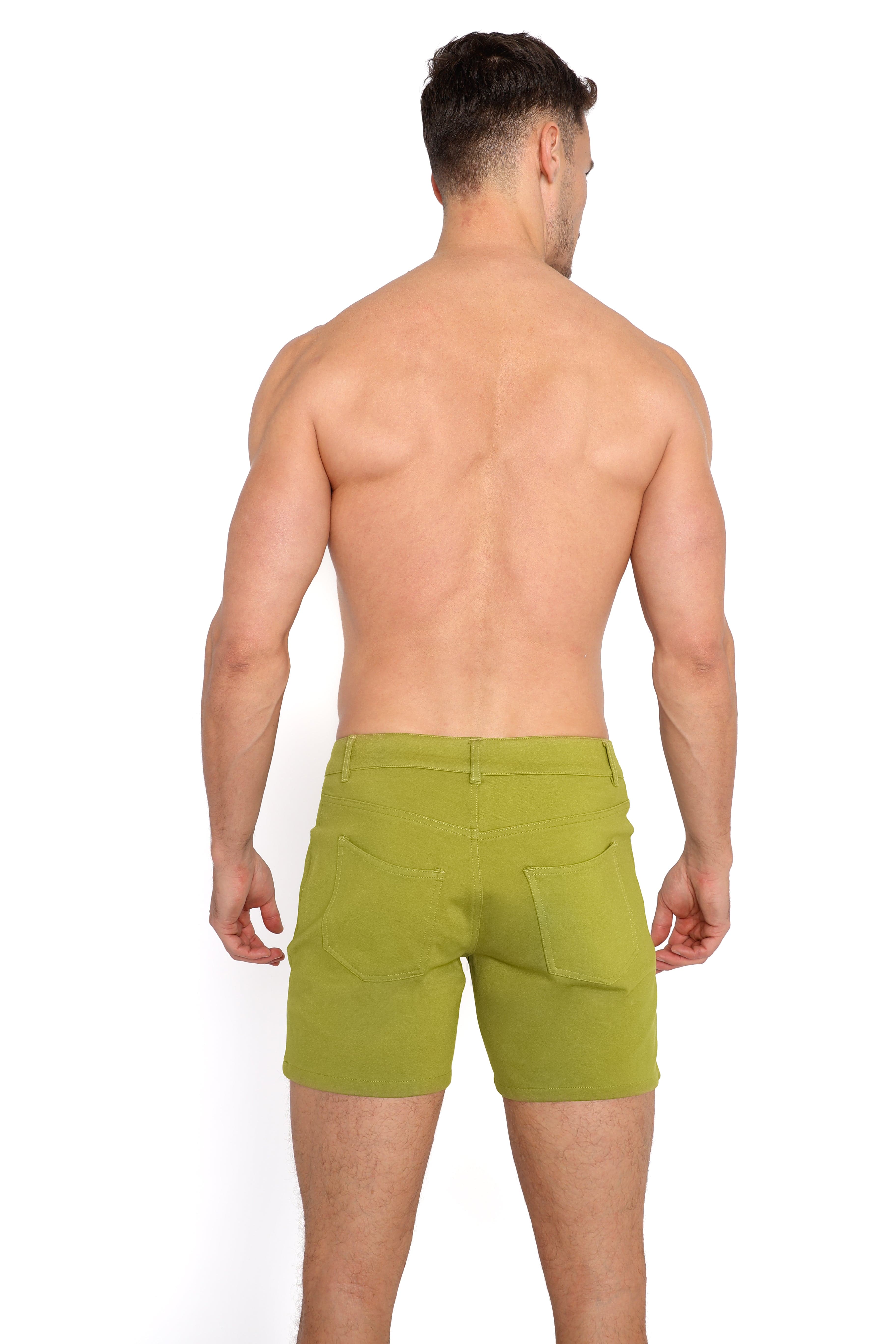 Green Logo Knit Stretch Shorts - Comfortable Casual Wear for Men & Women | Perfect for Gym, Lounge, and Everyday Use