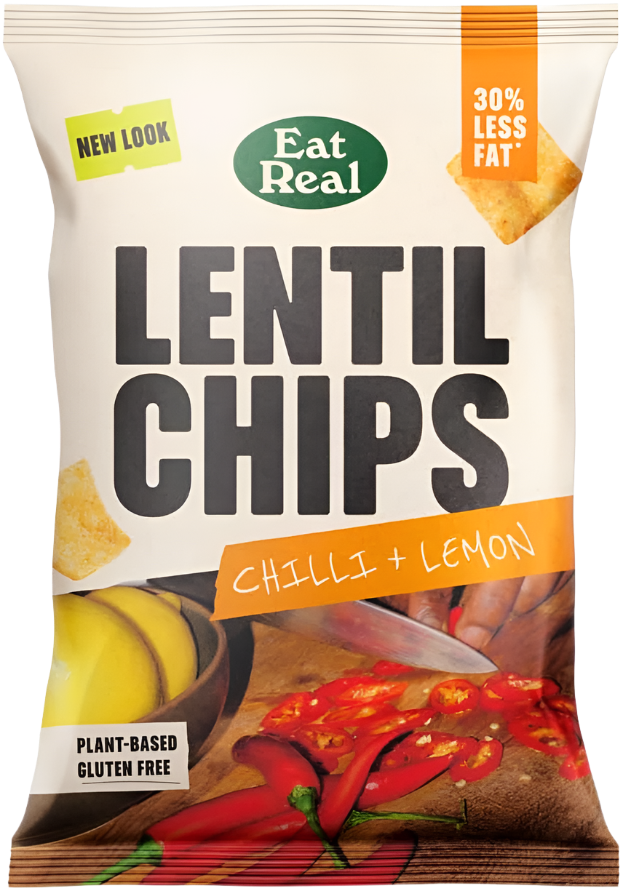 Eat Real Lentil Chips 10 Pack (95g Each) – Vegan, Gluten Free, Low Fat Healthy Snacks | Crunchy Plant-Based Protein Chips for Parties, Picnics & On-the-Go Snacking