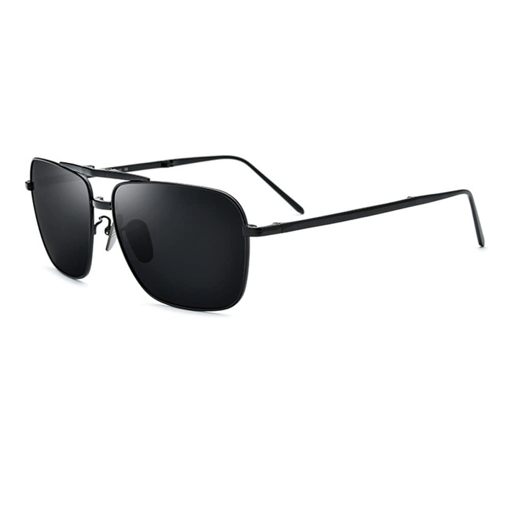 Titanium Alloy Polarized Sunglasses for Men - UV Protection Driving & Fishing Glasses - Lightweight Foldable Frame (Silver/Gold/Black) - Perfect for Outdoor Activities, Road Trips and Beach Vacations