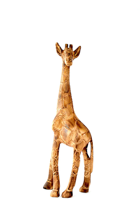 Hand Carved Wooden Giraffe Sculpture - African Animal Decor for Home, Office & Safari-Themed Parties | Unique Gift Idea for Wildlife Lovers