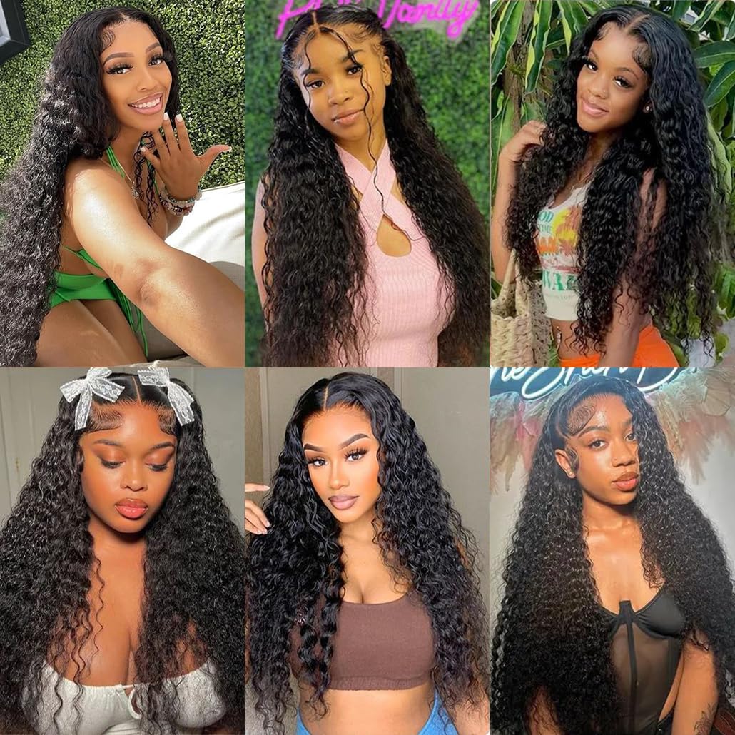 20 22 24 26 Inch Brazilian Virgin Human Hair Bundles - 4 Pcs Deep Water Wave Hair Extensions 12A Unprocessed Natural Black | Perfect for Weaving, Styling & Special Occasions