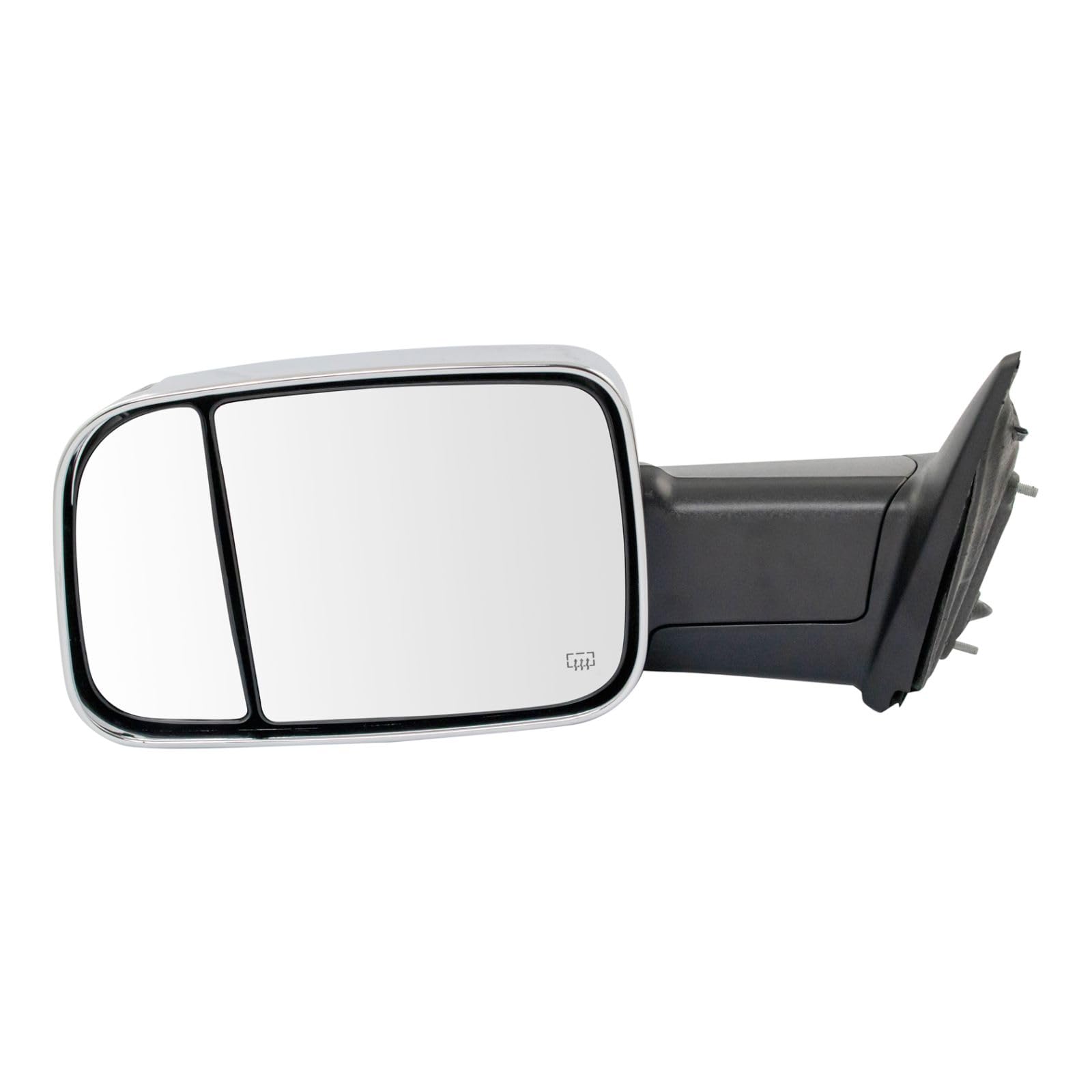 Power Heated Signal Memory Towing Mirror with Puddle Light - Chrome Left Side for Ram Trucks | Enhanced Visibility & Safety for Towing & Night Driving