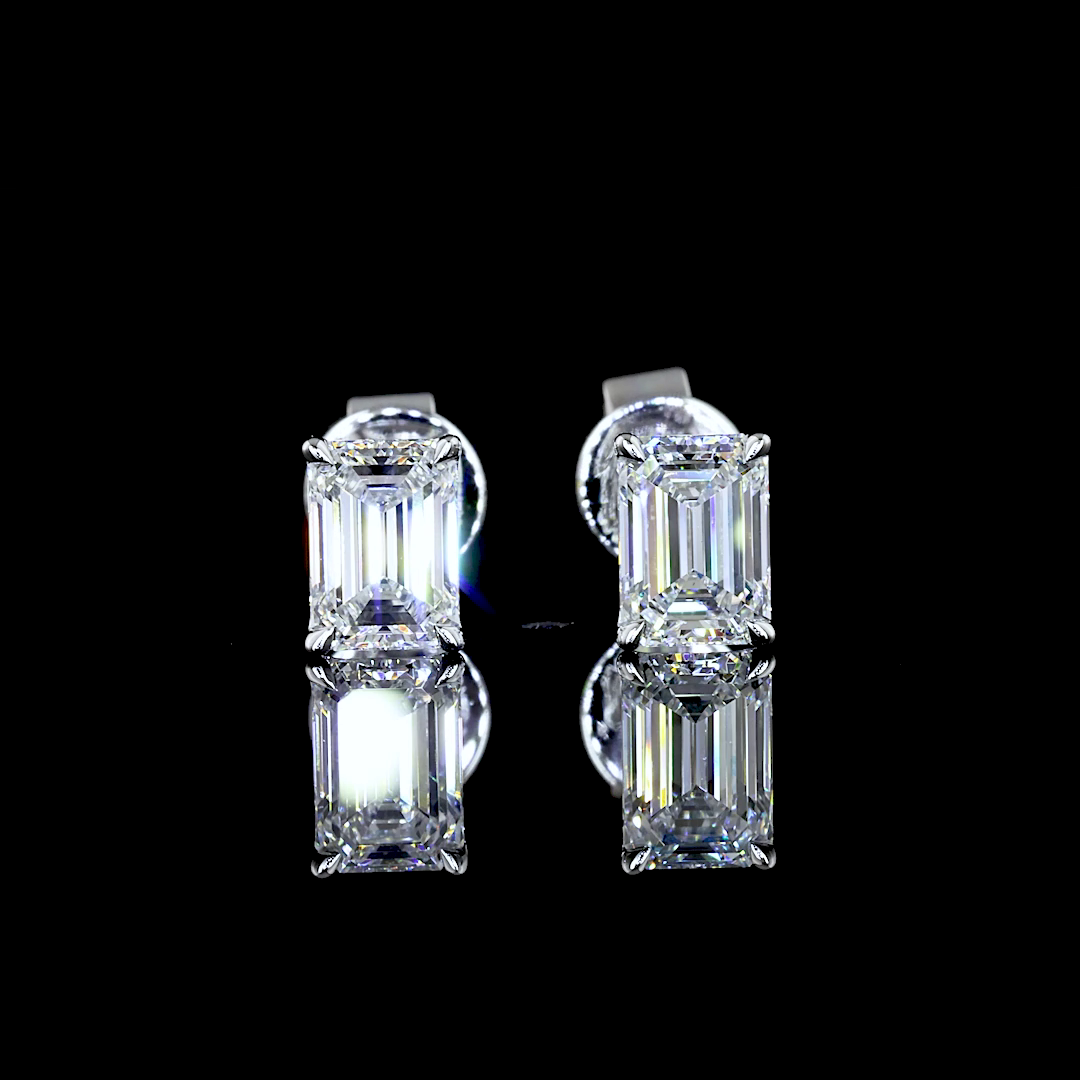 1.08 Carat Lab-Grown Emerald F VVS2 Diamond 14K White Gold Stud Earrings for Women - Perfect for Weddings, Anniversaries & Special Occasions