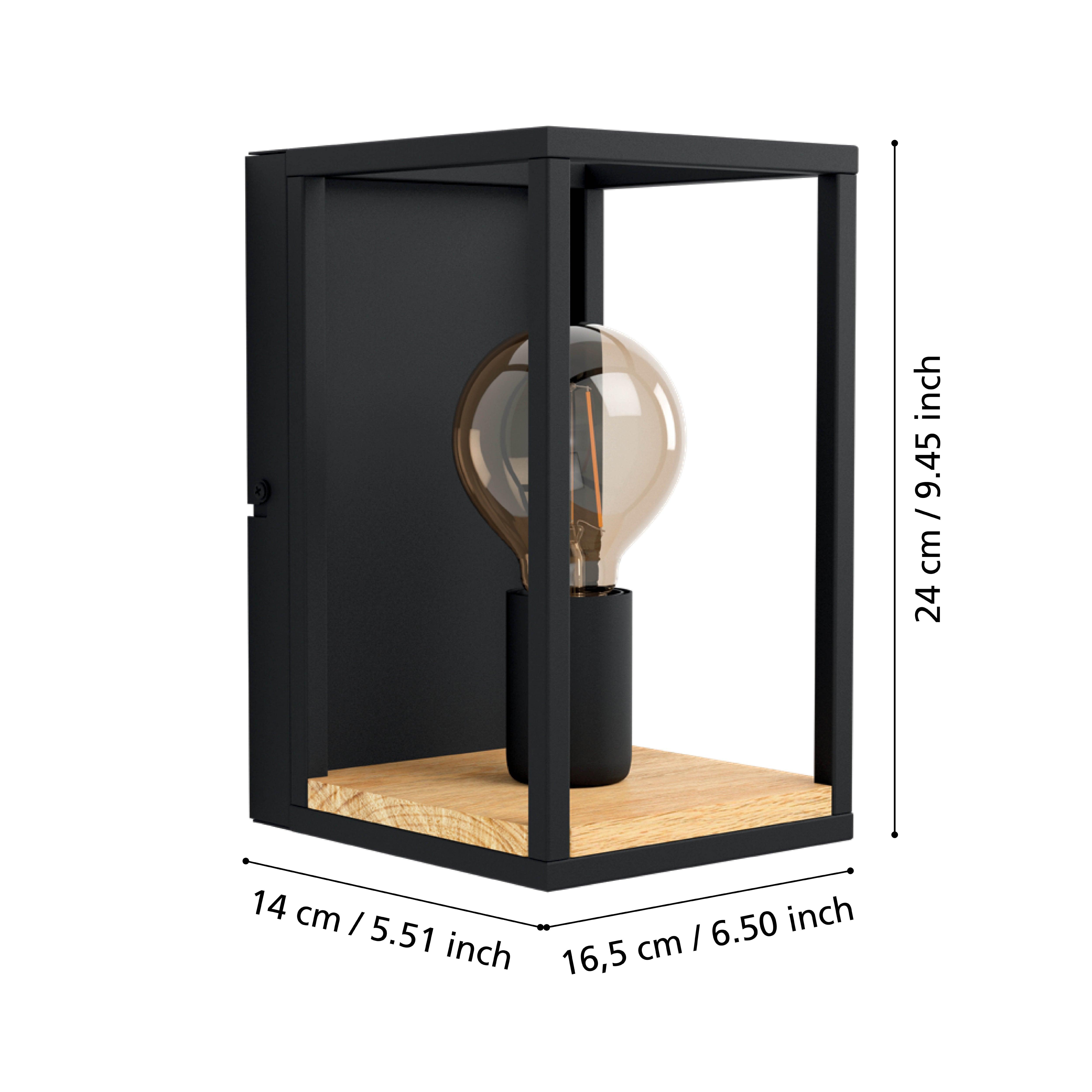 Eglo Libertad Black Rectangular Metal Wall Light - Modern Outdoor Sconce for Porch, Patio, and Garden Lighting