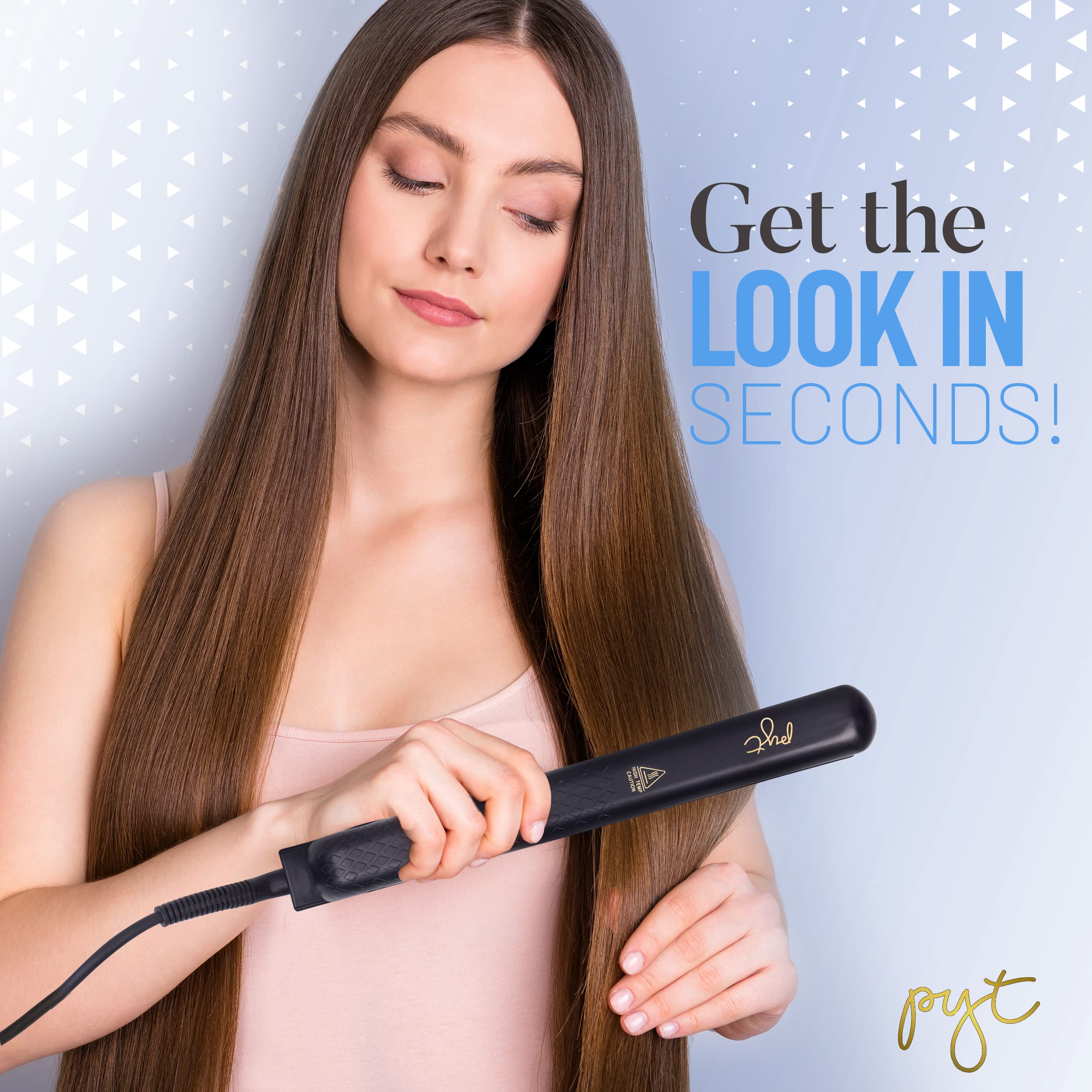 Professional Ceramic Flat Iron Hair Straightener - Pyt Styling Tool for Smooth & Shiny Hair (Black) | Perfect for Home Use, Salon Styling & Travel