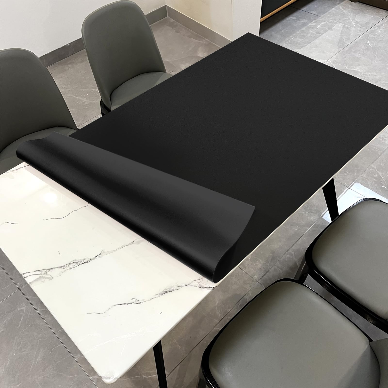 Premium 1.8mm Thick Leather Table Cover Protector - 35.4x70.9 Inch Waterproof Dining Table Protector for Kitchen, Living Room & Office - Black (Fits Dining Tables, Coffee Tables & Conference Tables)