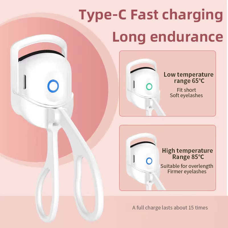 USB Rechargeable Heated Eyelash Curler with Silicone Pads - 2 Fast Heating Modes for Natural Curling, Perfect Lash Styling Tool for Women & Girls (Pink) | Great for Daily Makeup, Travel & Gift Giving